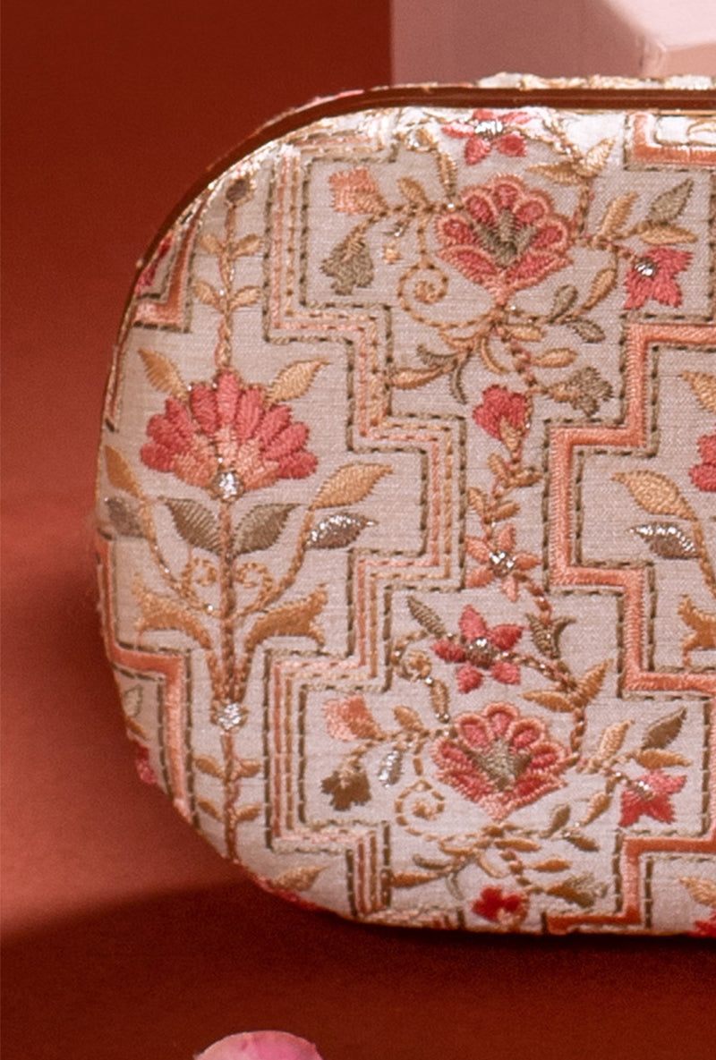 Ivory Mogra Capsule Clutch