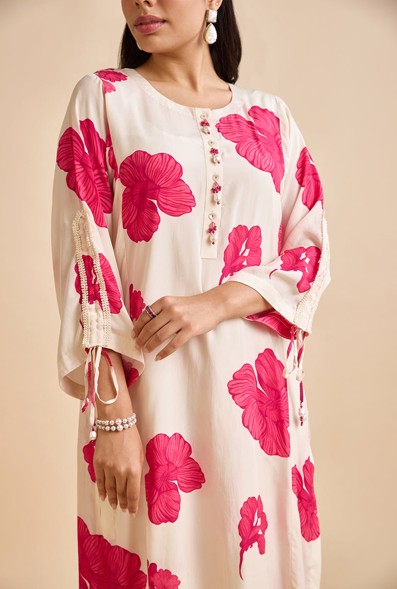 Fuschia Pink Floral Print Aife Blossom Kurta Set
