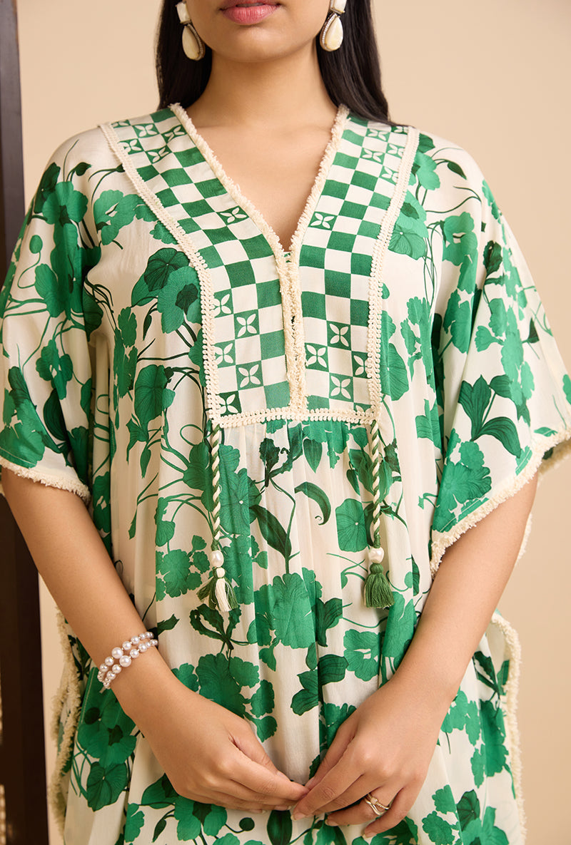 Emerald Green Riona Printed Kaftan Blossom Co-Ord Set
