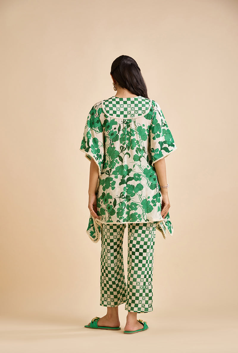 Emerald Green Riona Printed Kaftan Blossom Co-Ord Set