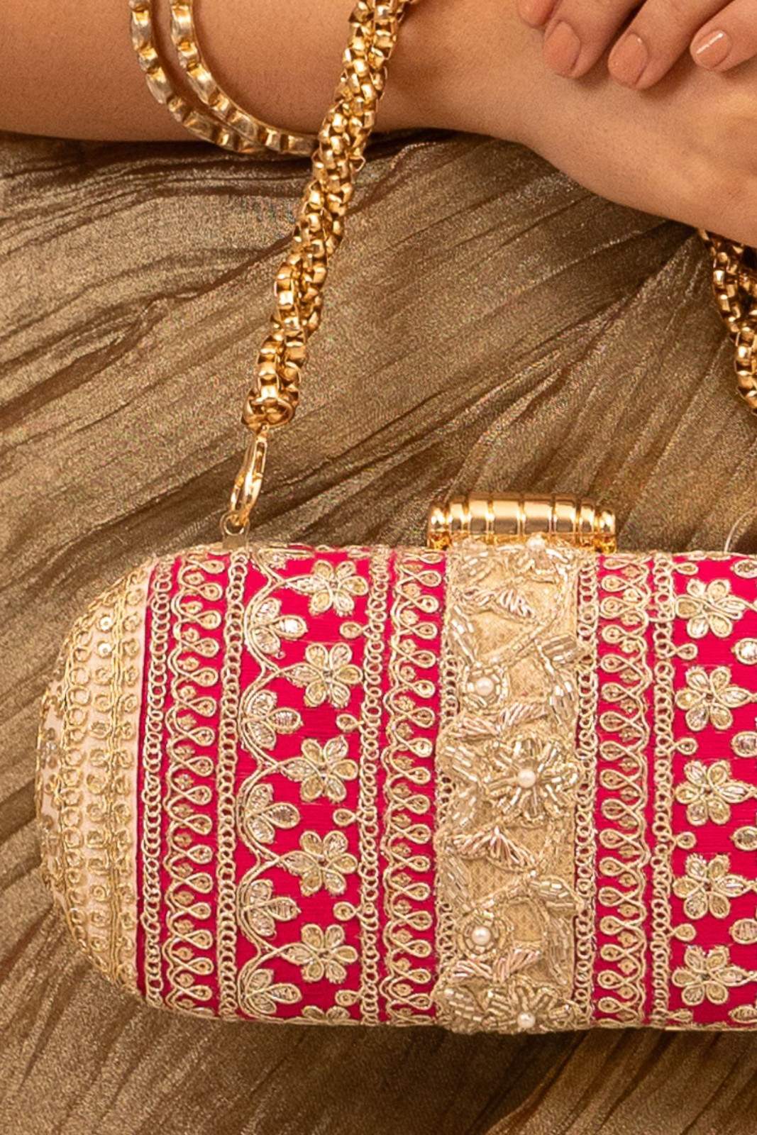 Pink and Peach Naaz Capsule Clutch