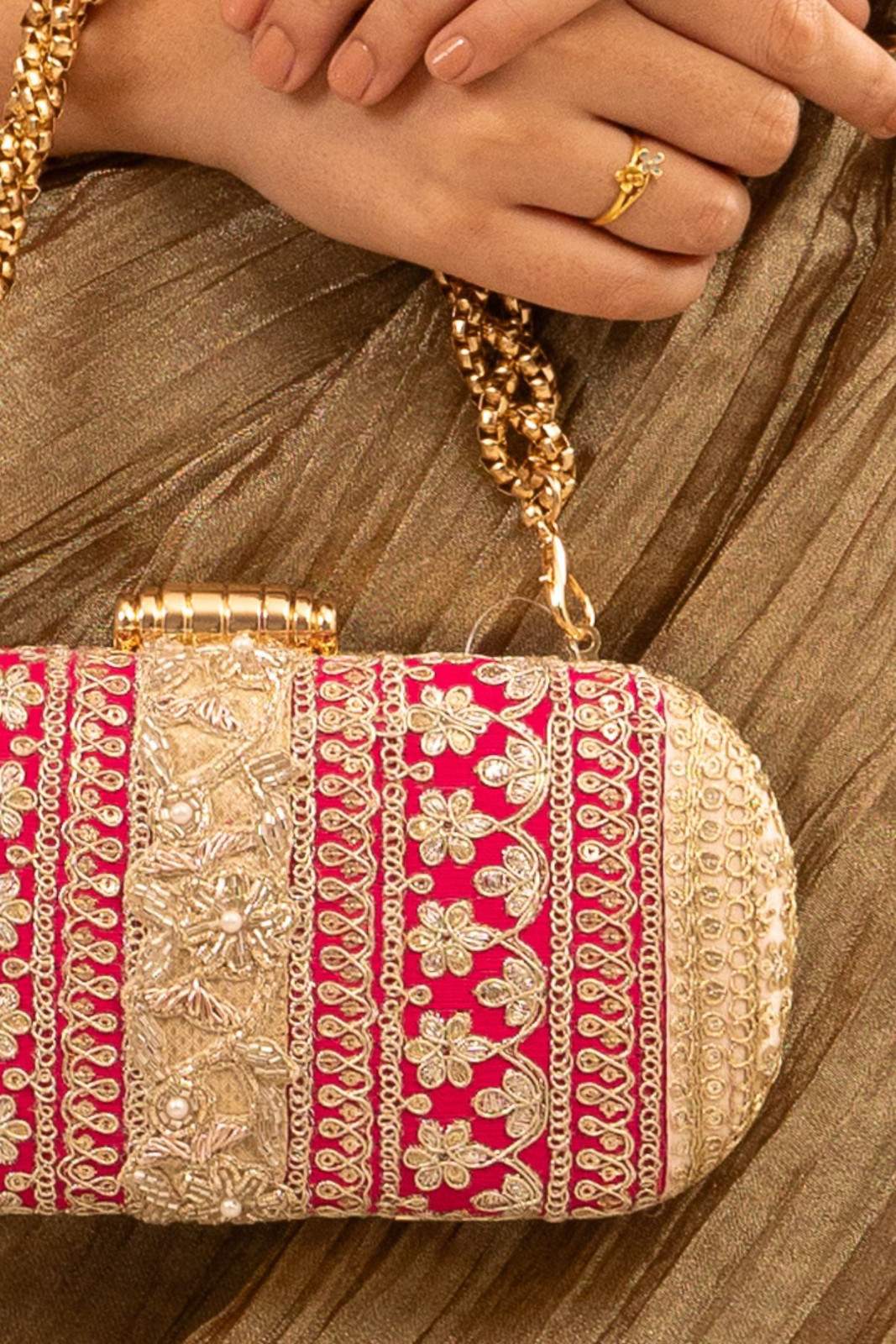 Pink and Peach Naaz Capsule Clutch