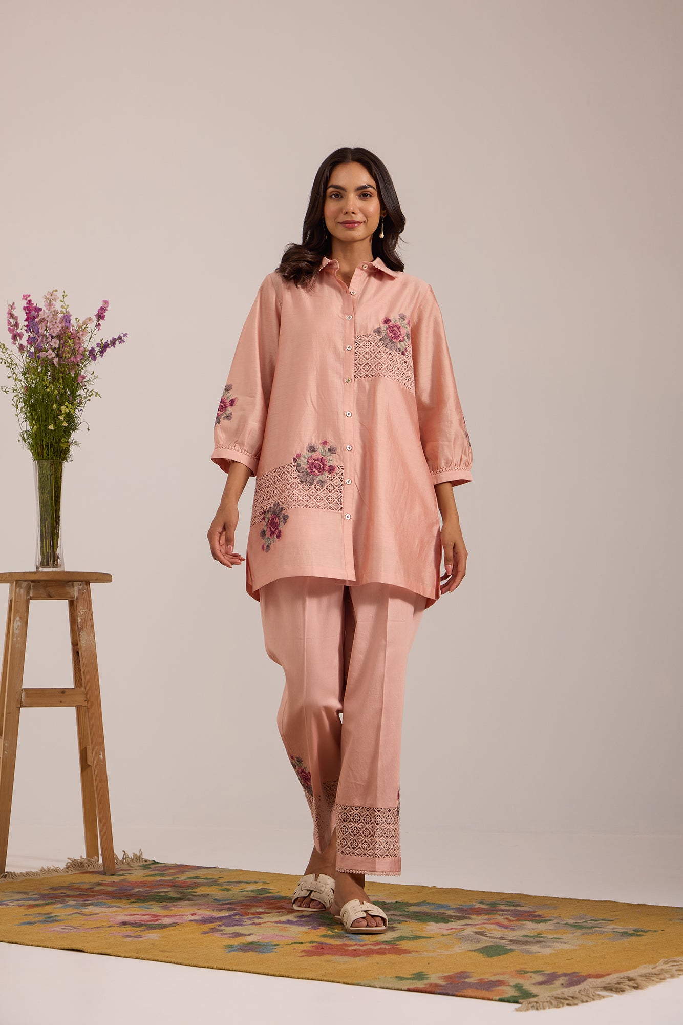 Pink Twin Lace Panel Kiki Co-Ord Set