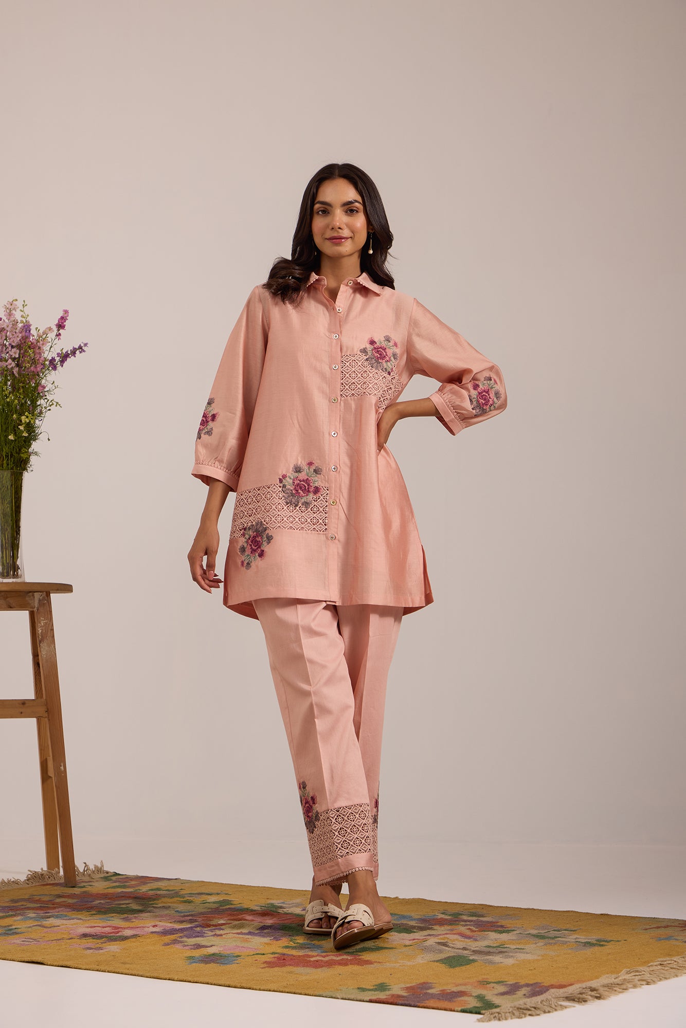Pink Twin Lace Panel Kiki Co-Ord Set