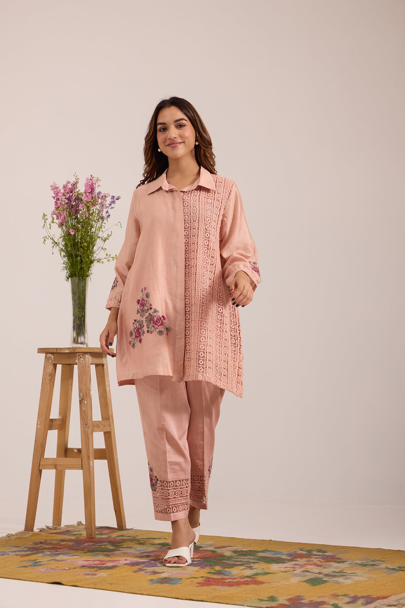 Pink Side Lace Panel Kiki Co-Ord Set