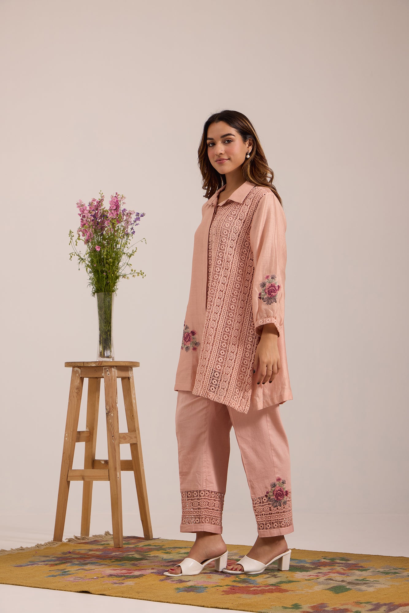 Pink Side Lace Panel Kiki Co-Ord Set