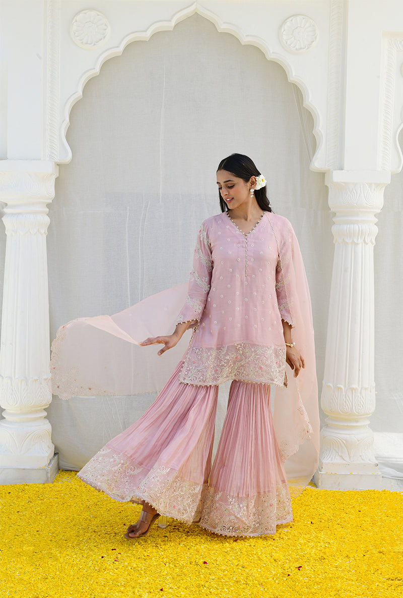 Pink Heavy Izra Gharara Set