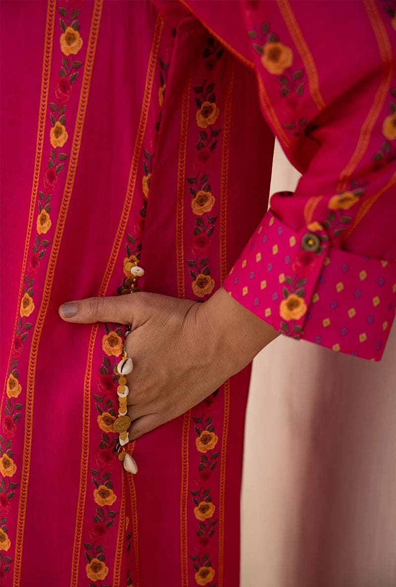 Mehal Kejriwal In Pink Stripe Print Long Sufia Co-ord Set