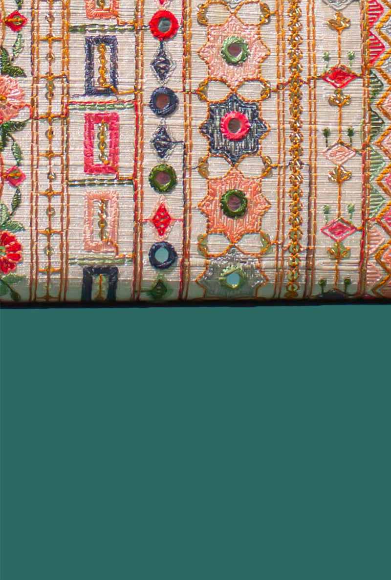 Multi Color Rafia Embroidered Wallet – Misri By Meghna Nayyar