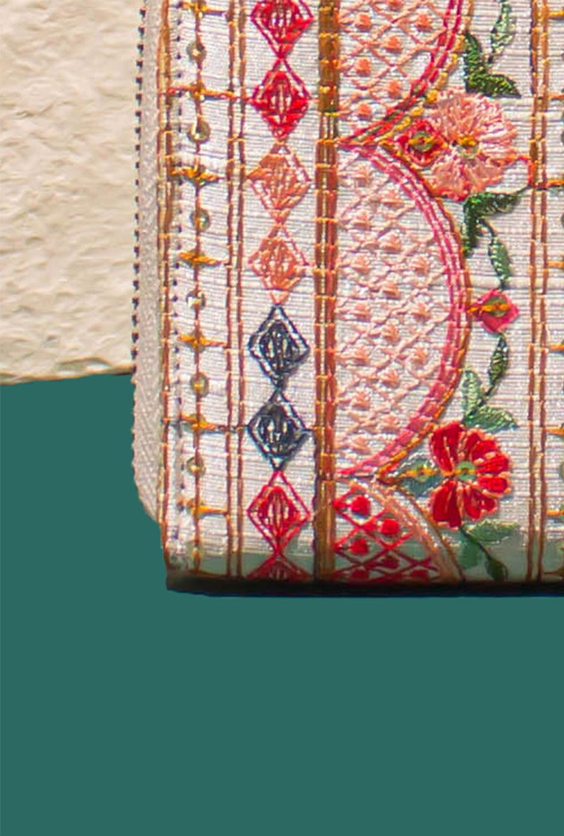 Multi Color Rafia Embroidered Wallet