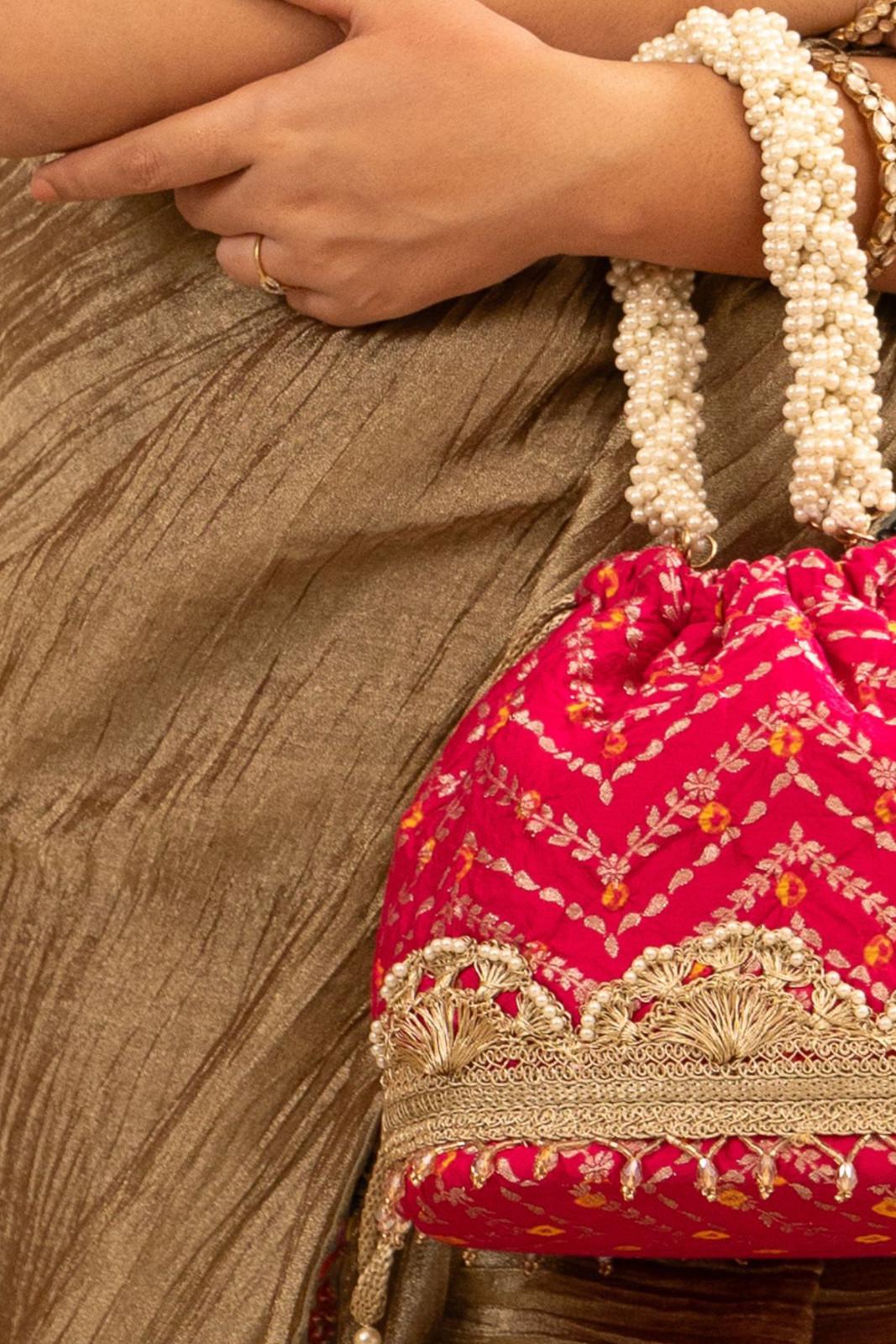 Pink Rumani Bandhani Bucket Bag