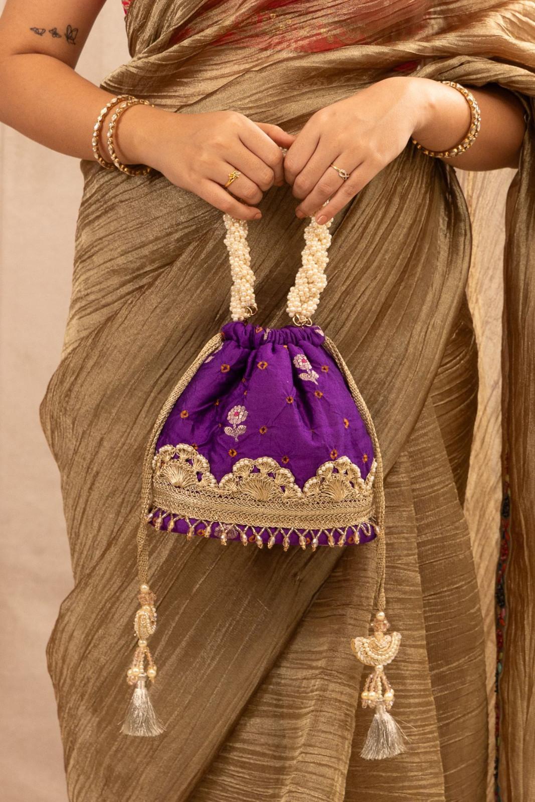 Violet Rumani Bandhani Bucket Bag
