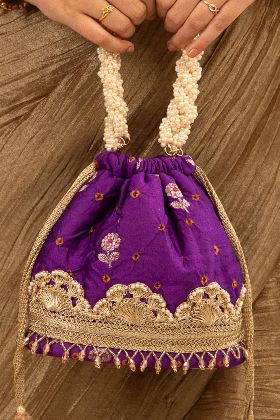 Violet Rumani Bandhani Bucket Bag