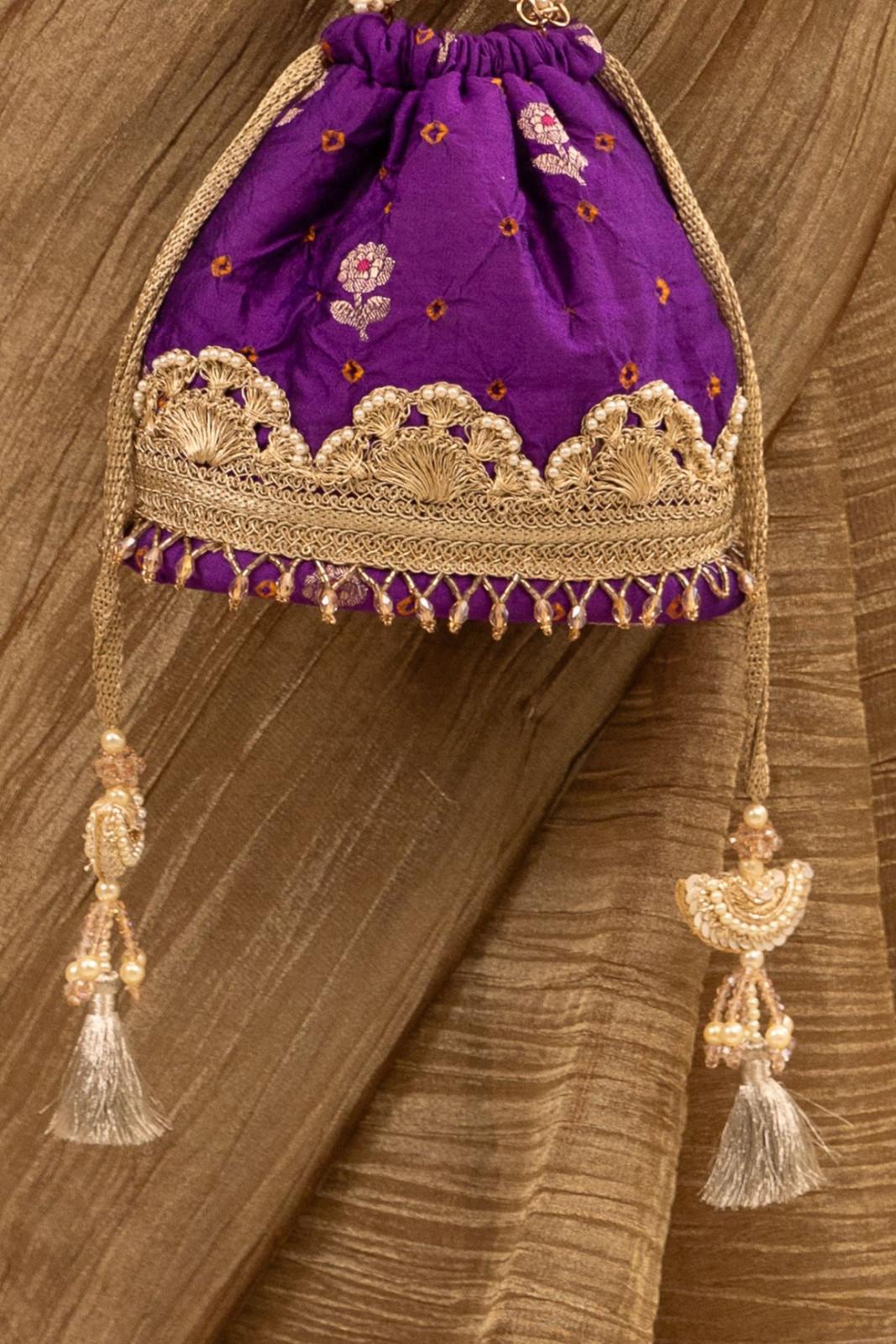 Violet Rumani Bandhani Bucket Bag
