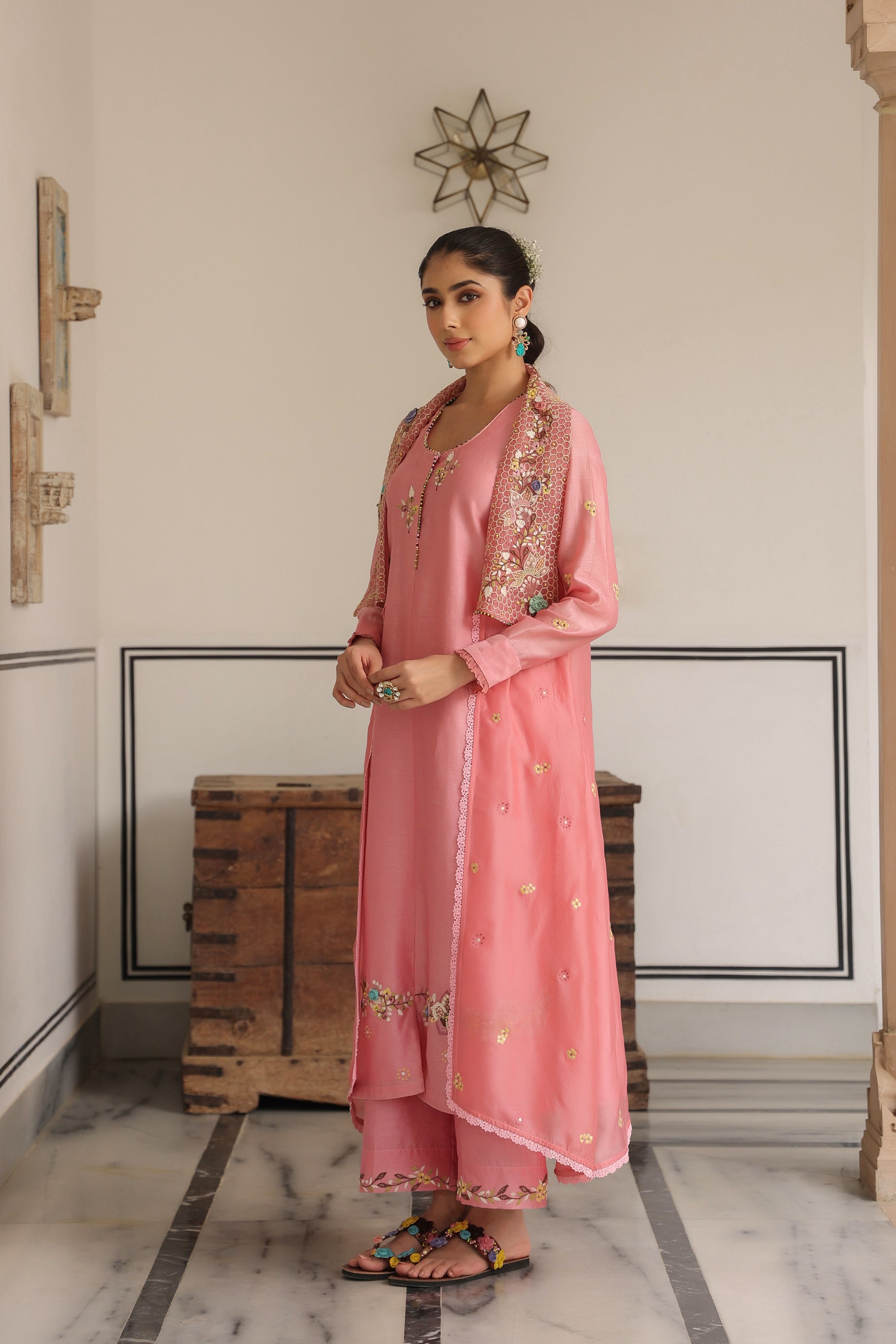 Pink Jacket Style Reet Kurta Set