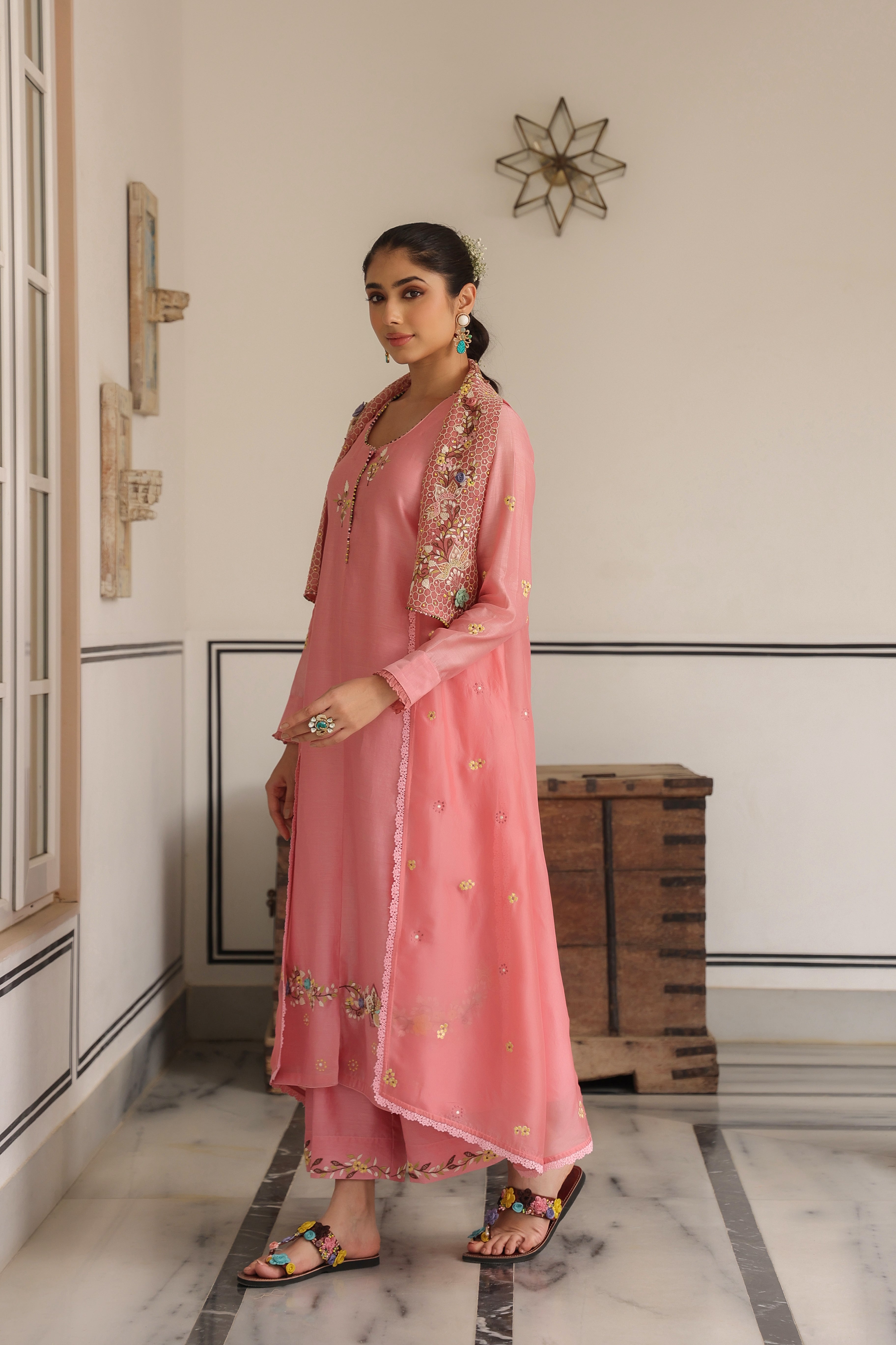 Pink Jacket Style Reet Kurta Set