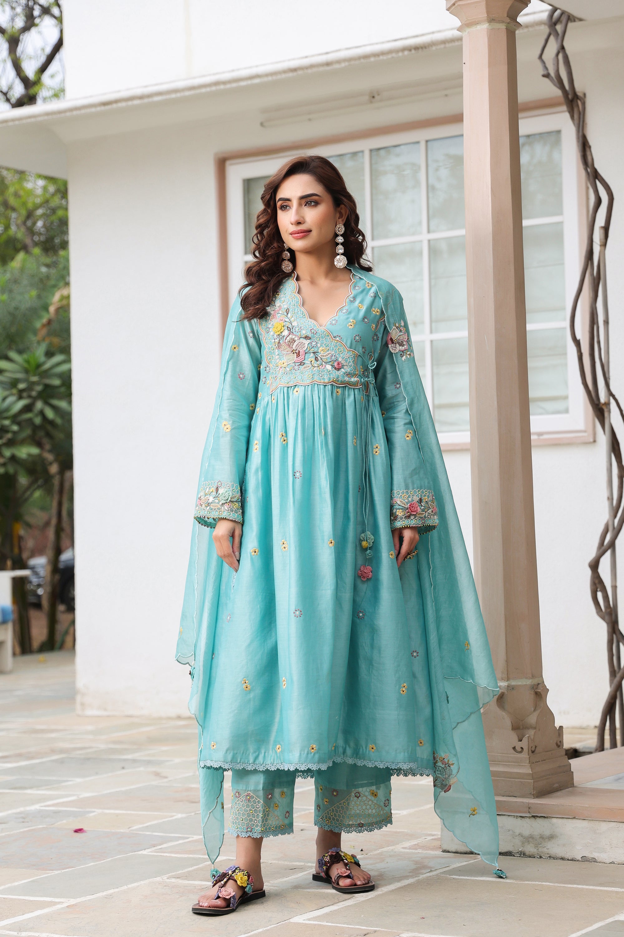 Blue Frockstyle Reet Kurta Set