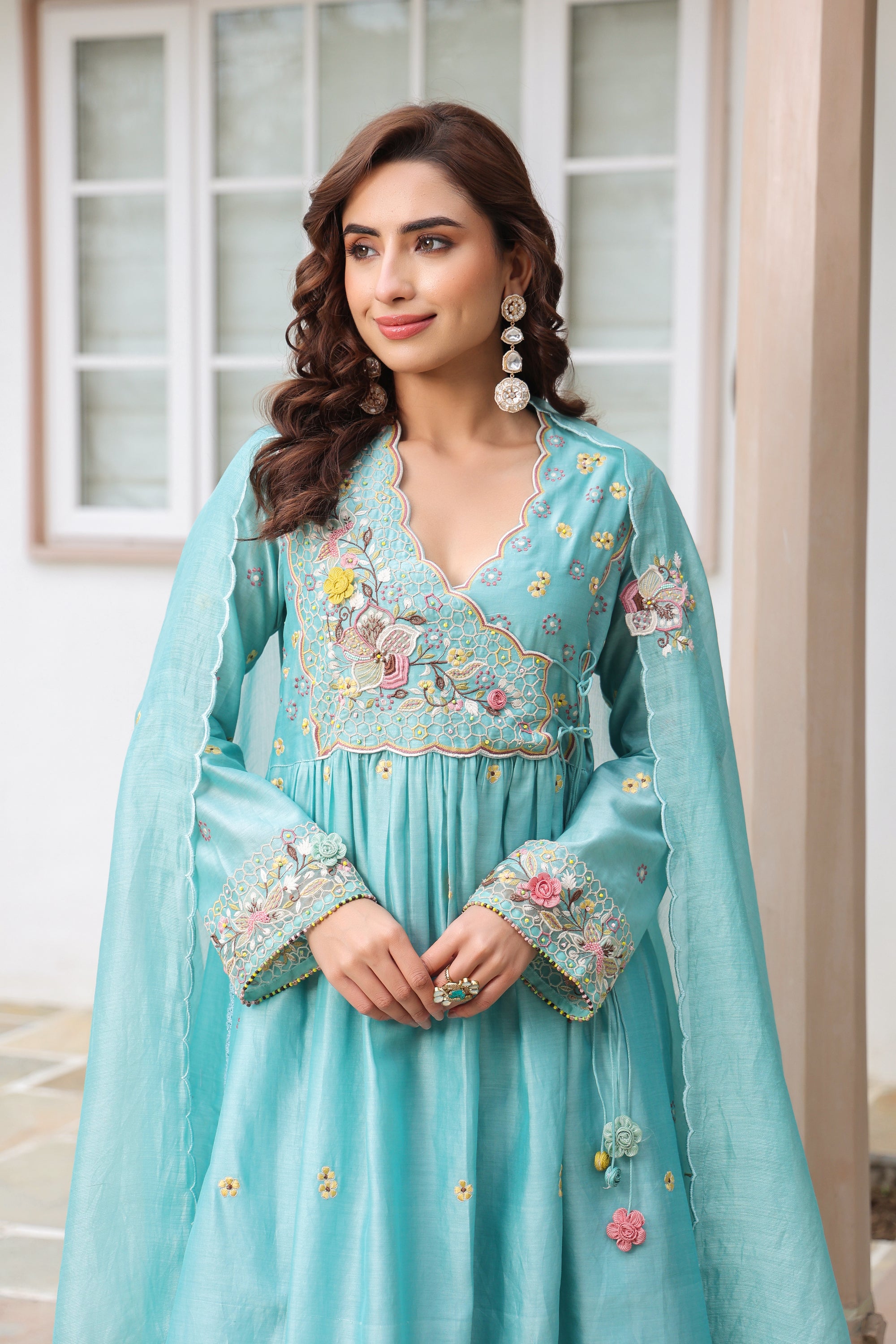 Blue Frockstyle Reet Kurta Set