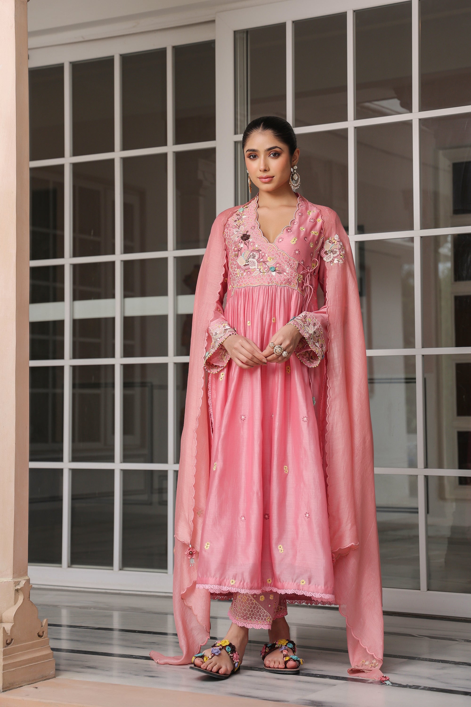 Pink Frockstyle Reet Kurta Set