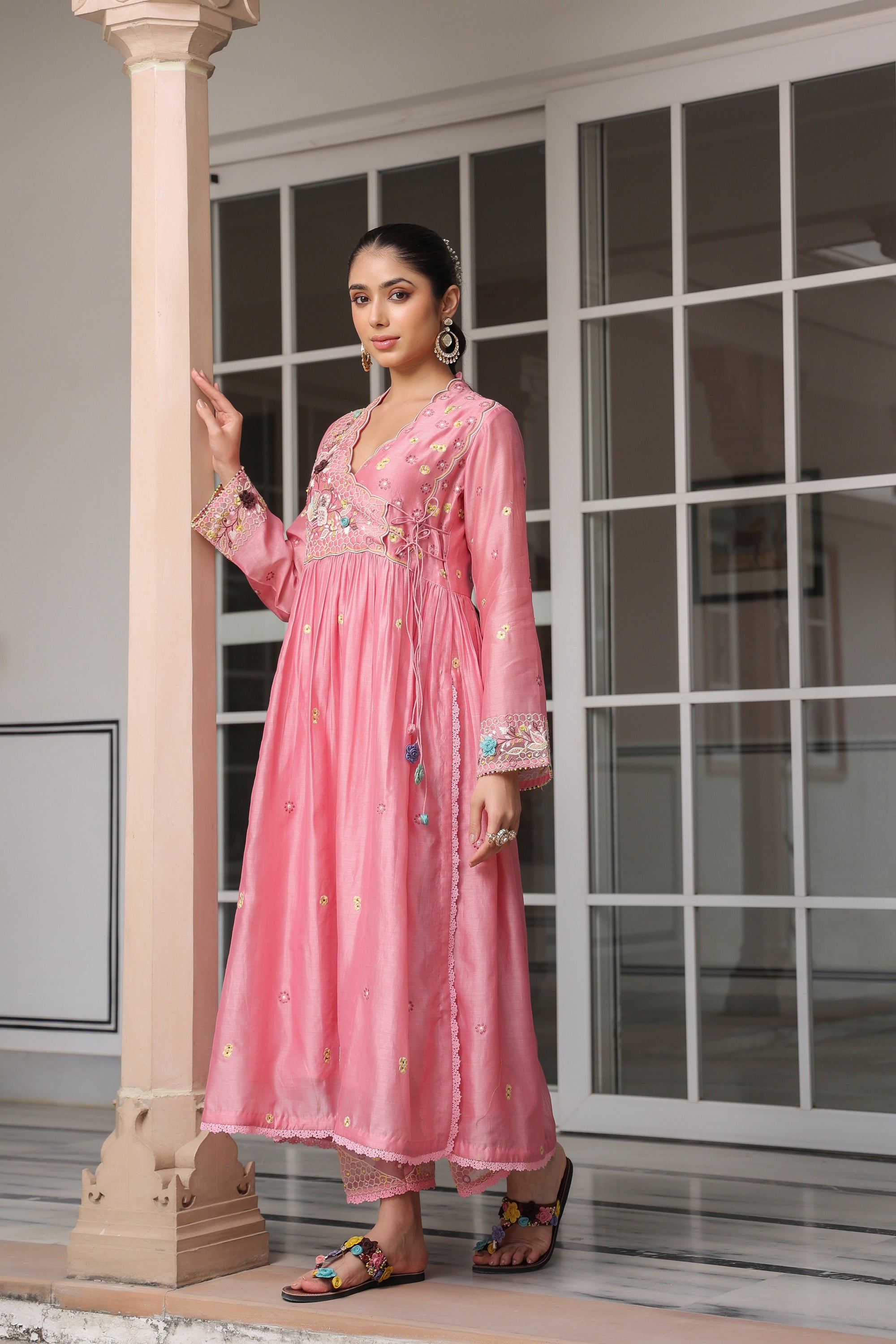 Pink Frockstyle Reet Kurta Set