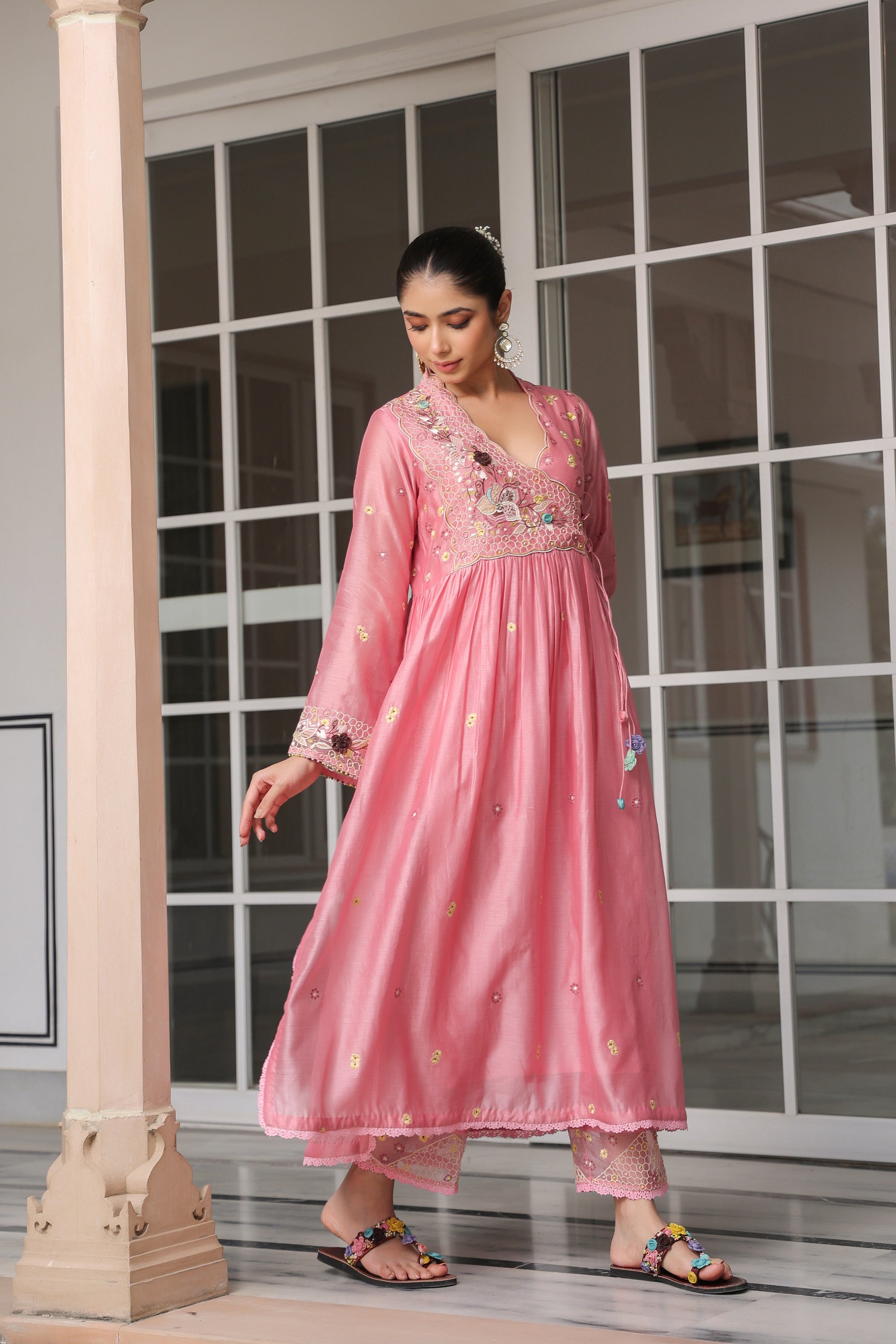 Pink Frockstyle Reet Kurta Set