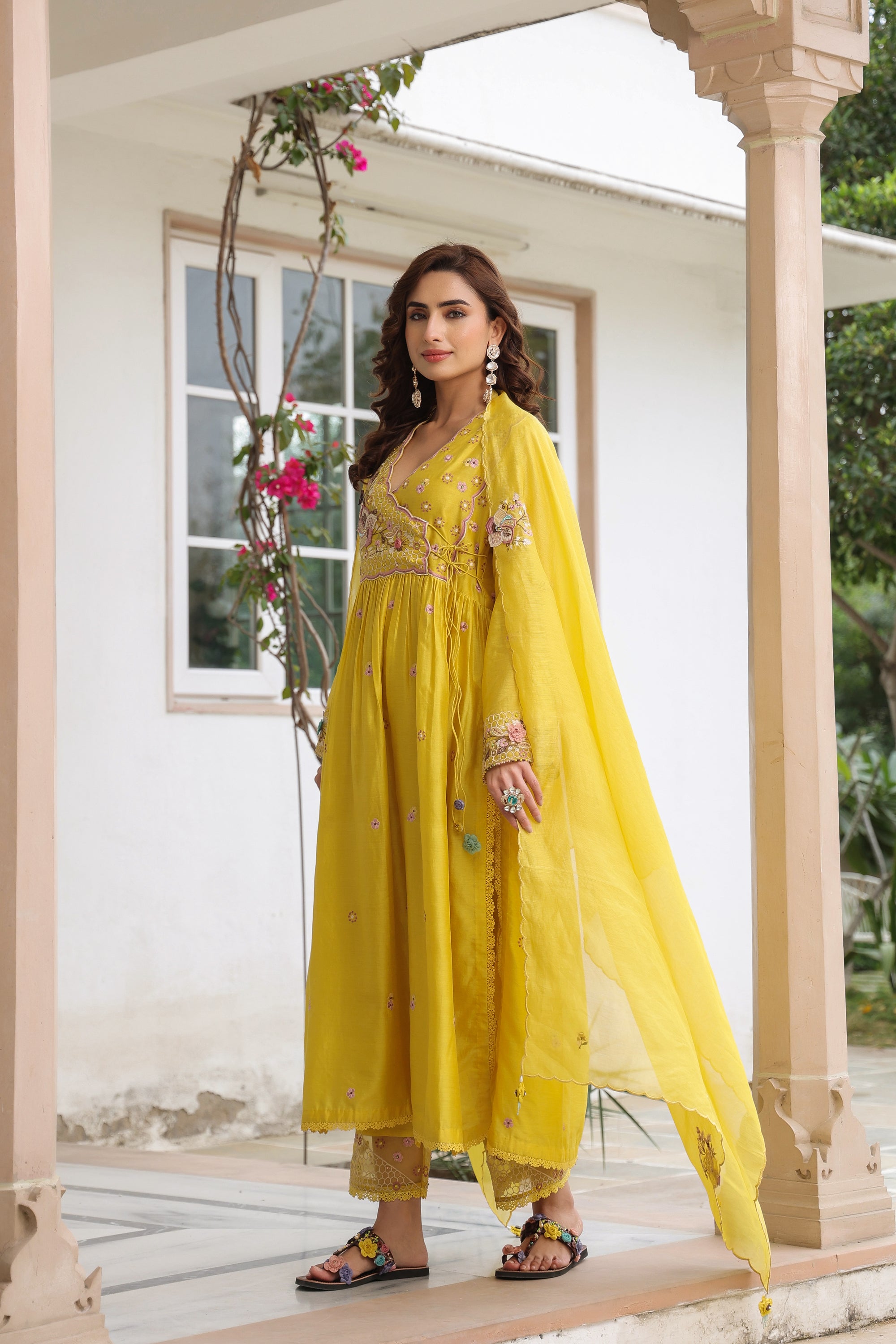 Yellow Frockstyle Reet Kurta Set