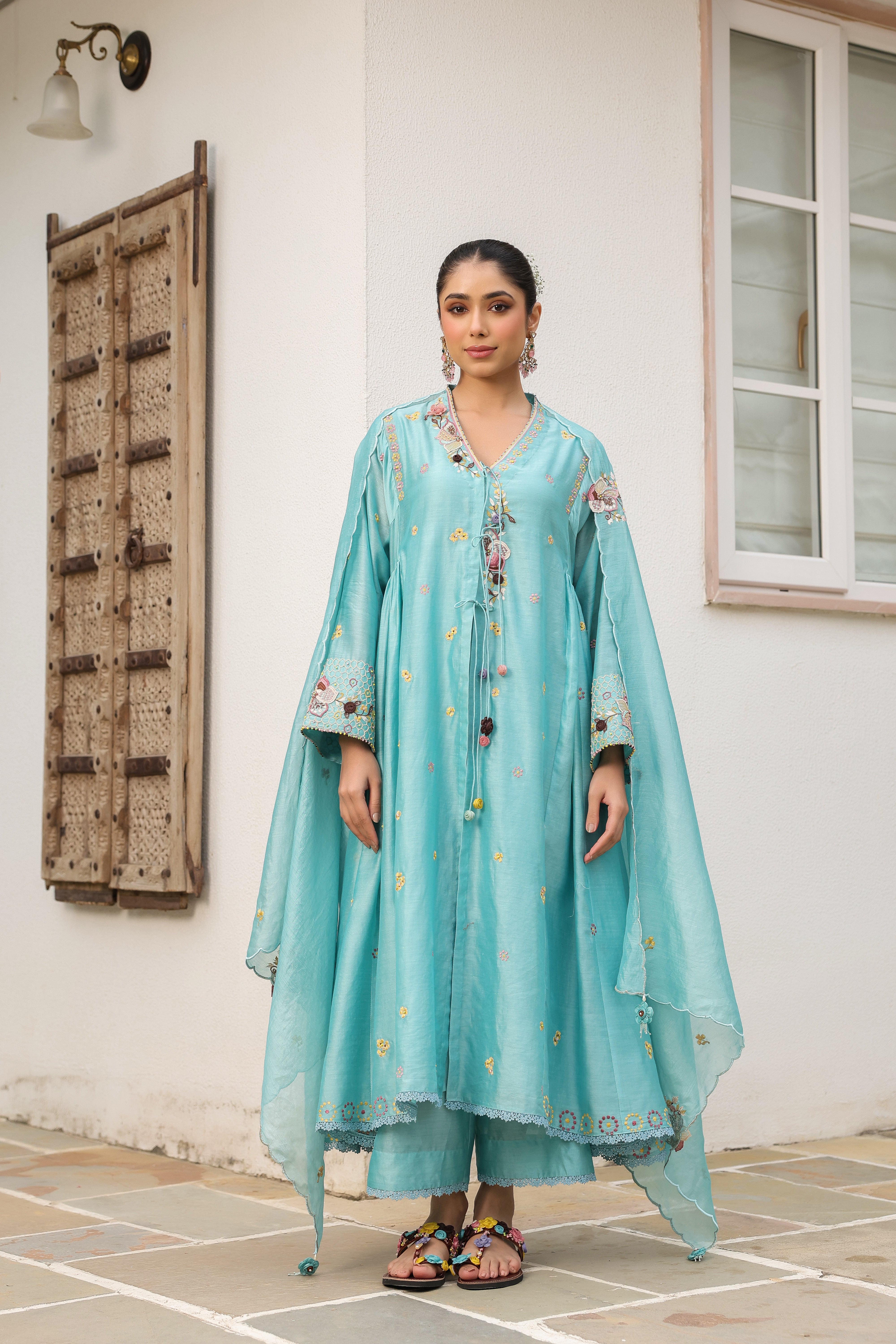Blue Kalidaar Reet Kurta Set