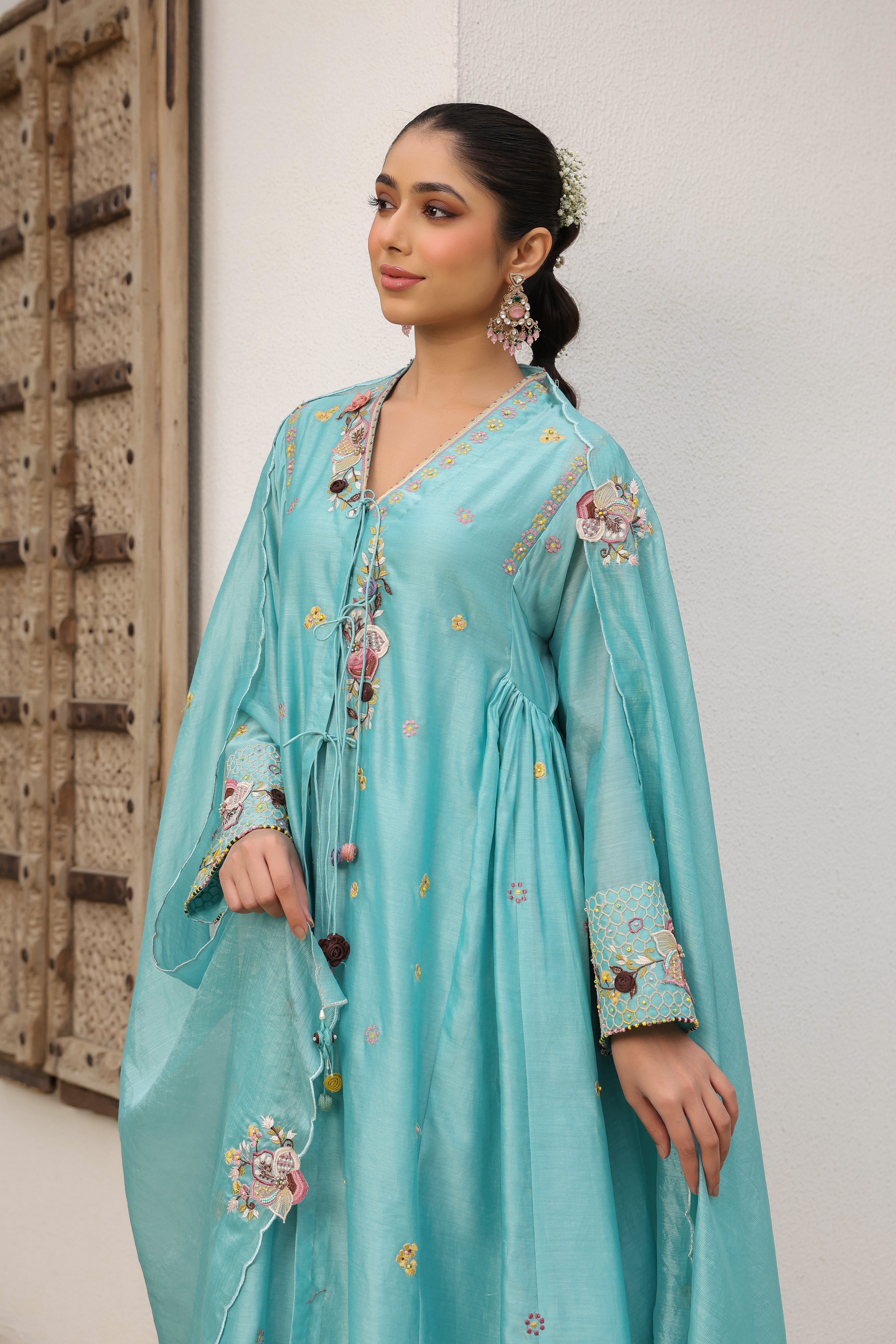Blue Kalidaar Reet Kurta Set