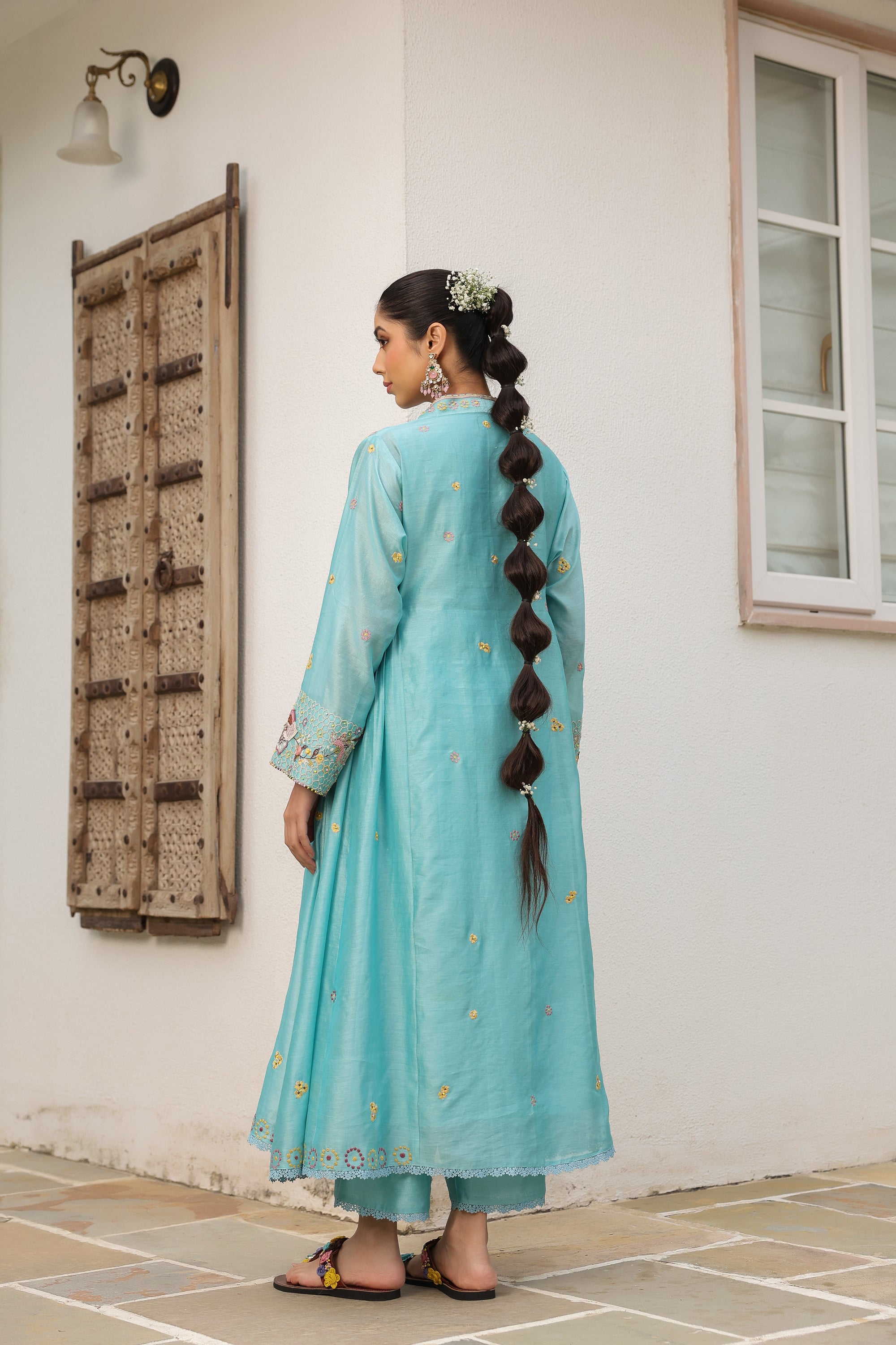 Blue Kalidaar Reet Kurta Set