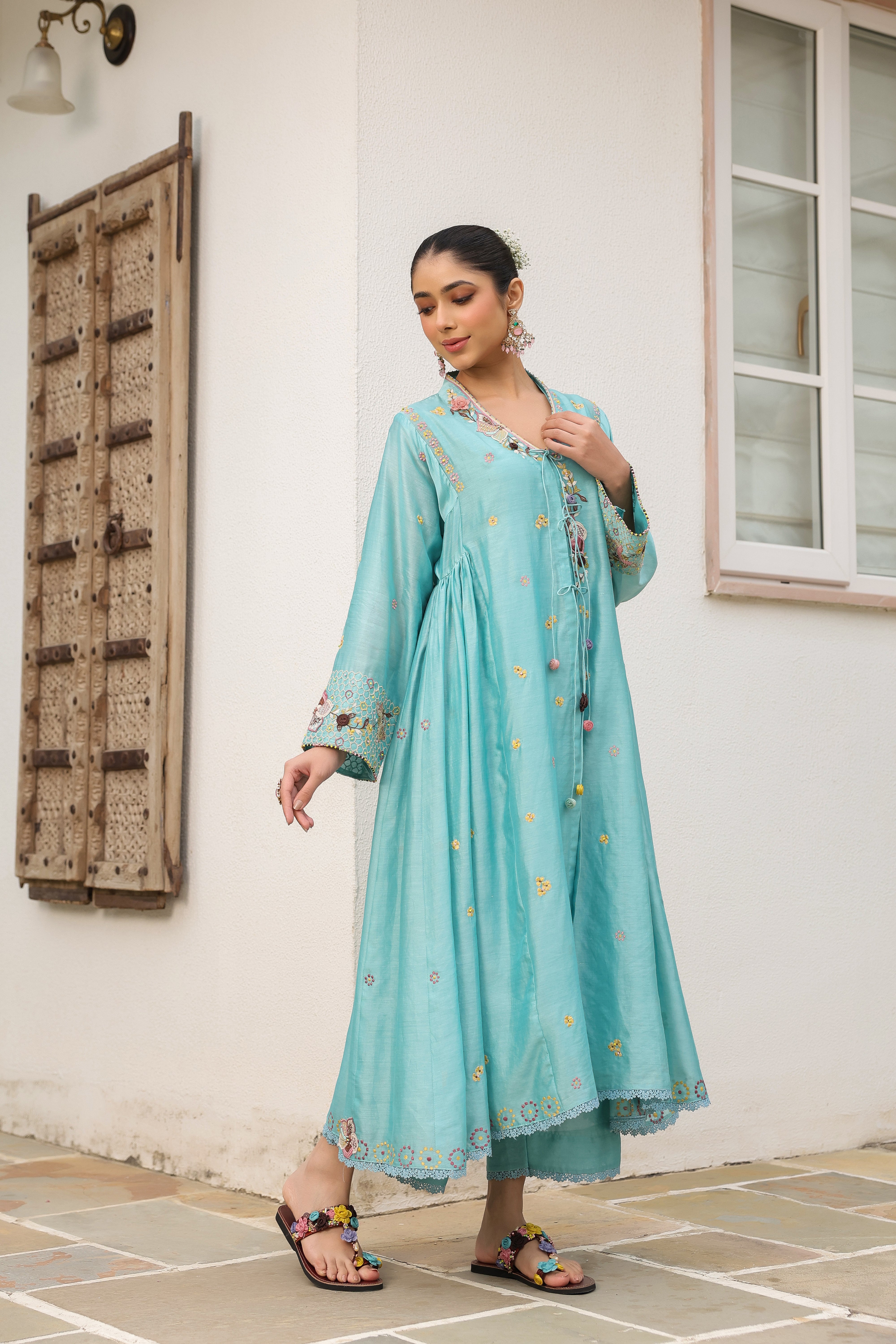 Blue Kalidaar Reet Kurta Set