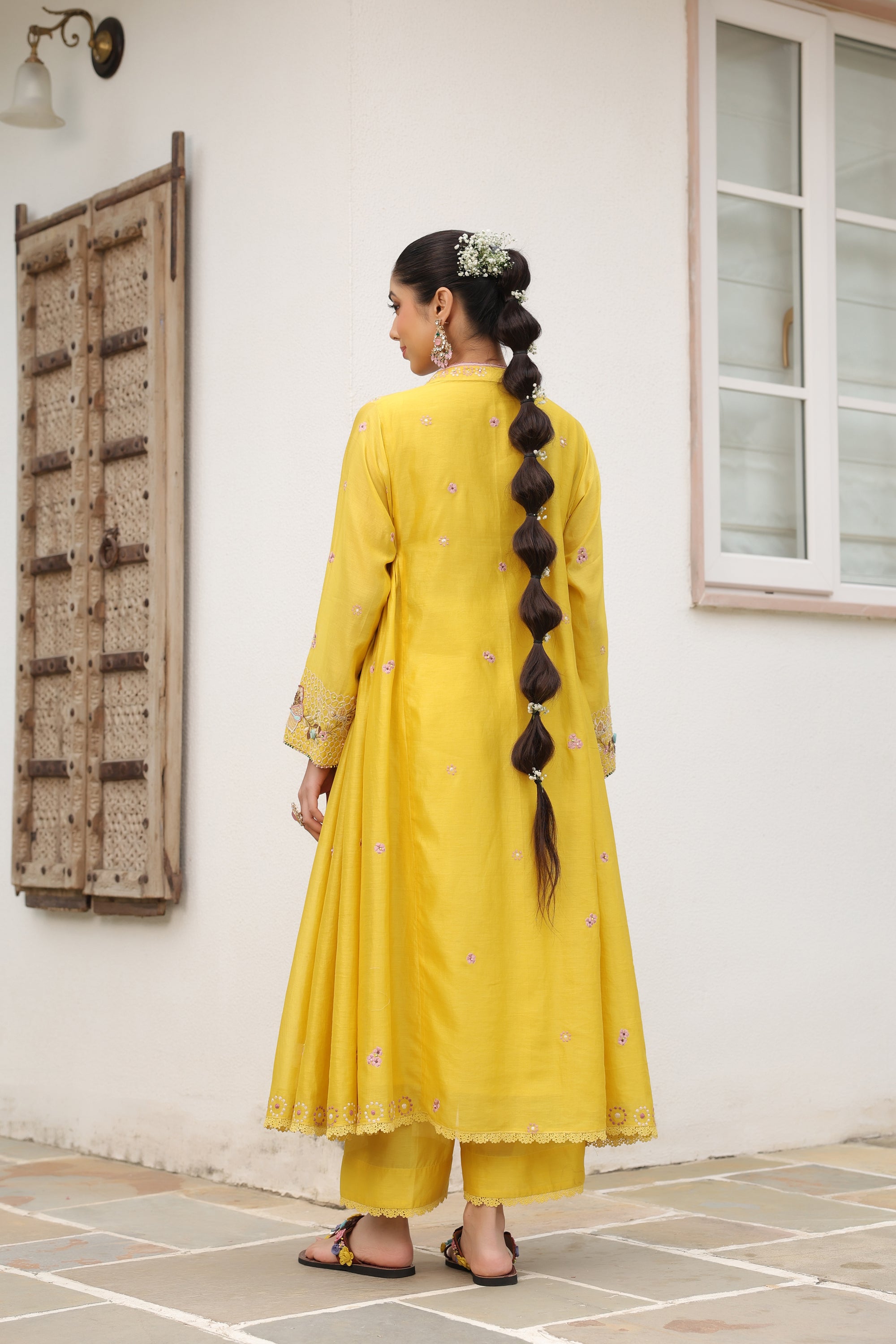 Yellow Kalidaar Reet Kurta Set