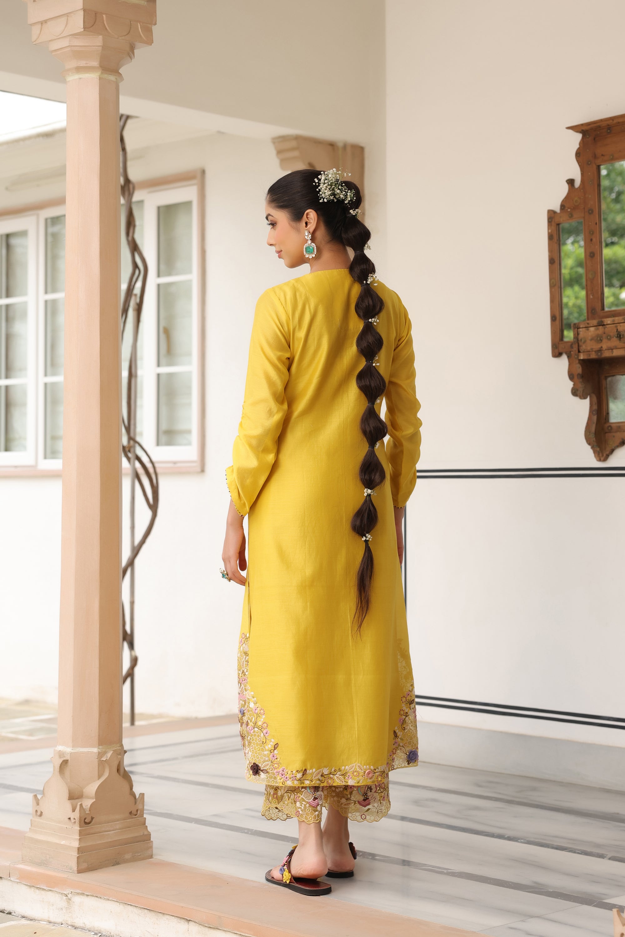 Yellow Farshi Reet Kurta Set