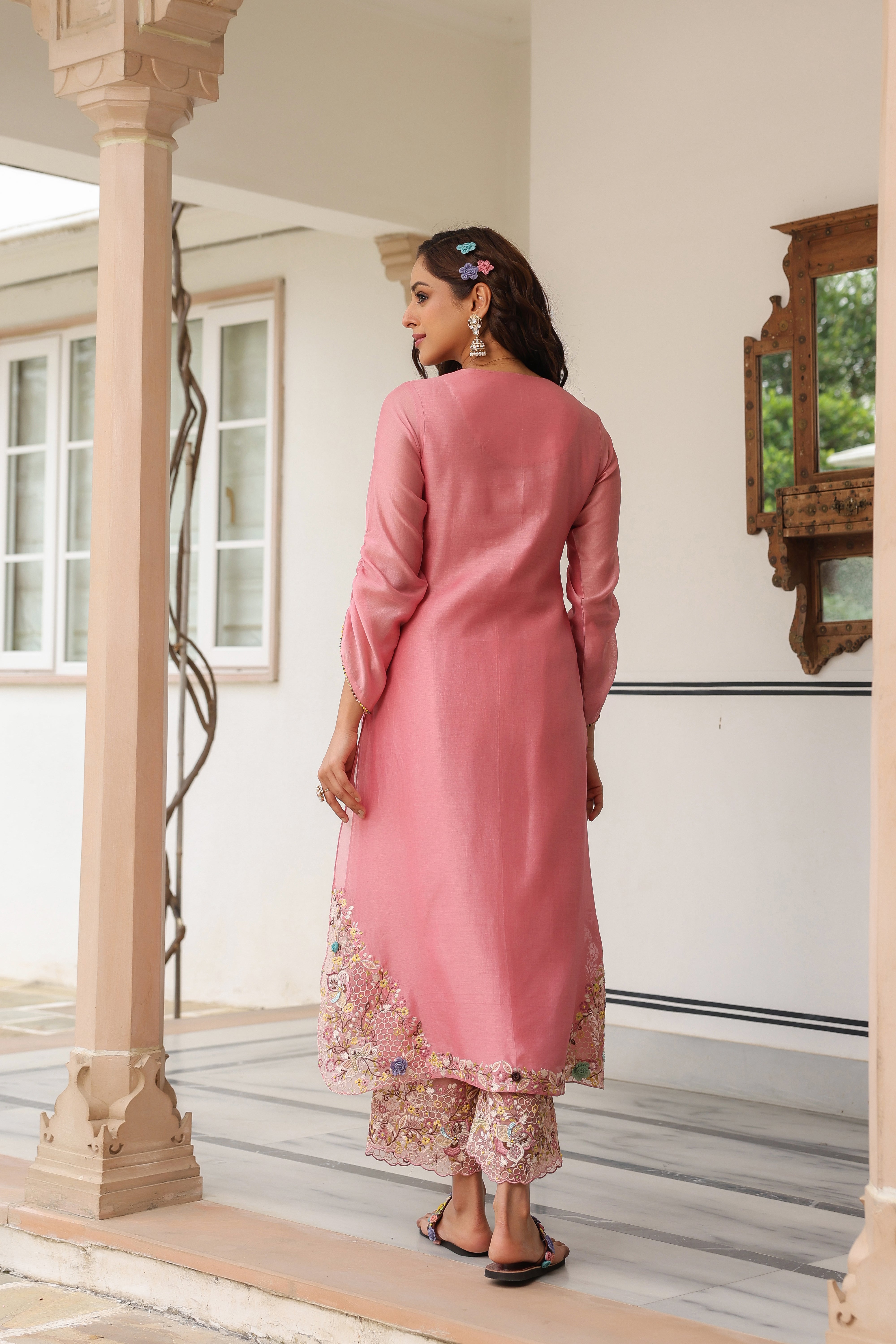 Pink Farshi Reet Kurta Set