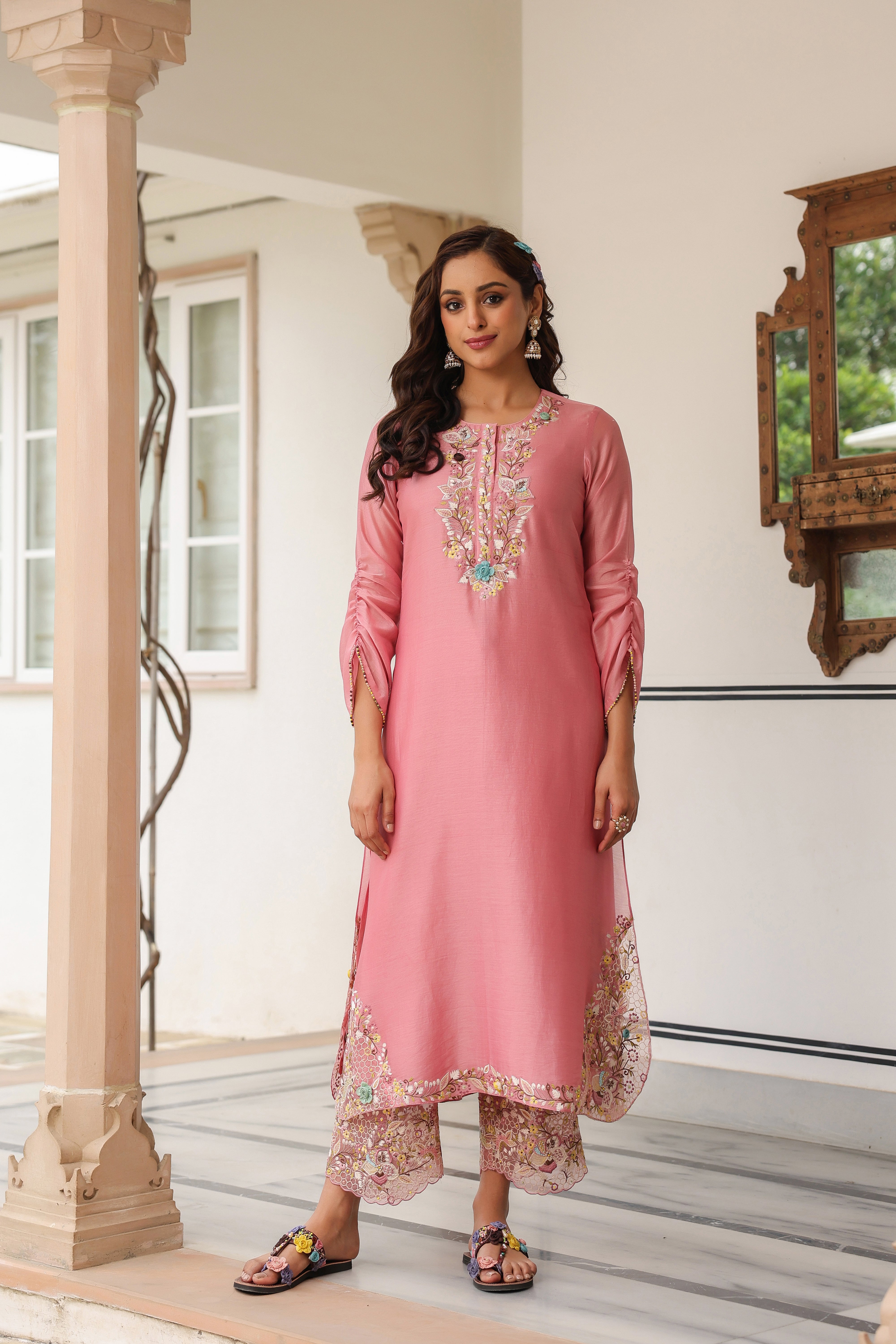 Pink Farshi Reet Kurta Set