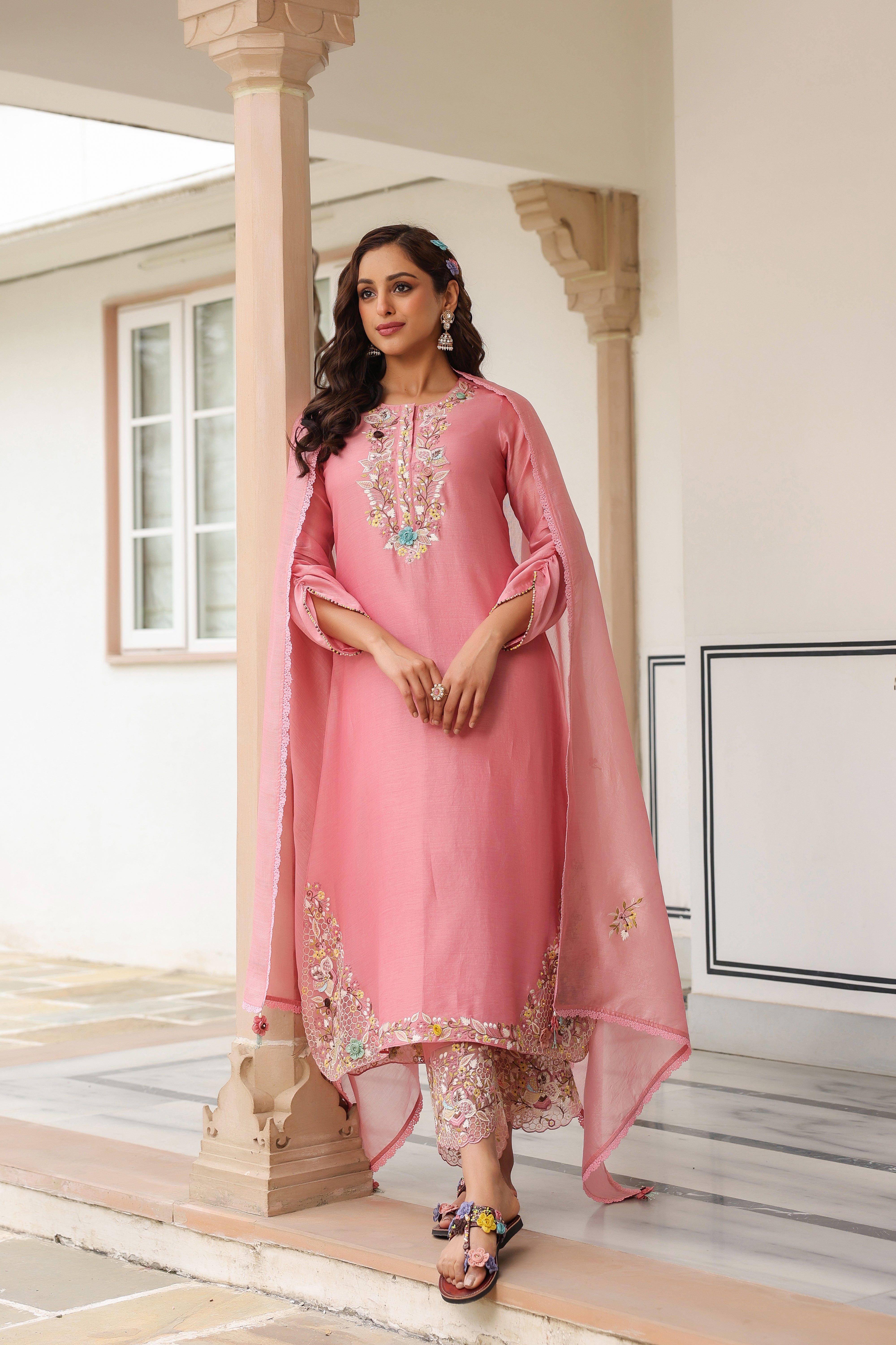 Pink Farshi Reet Kurta Set
