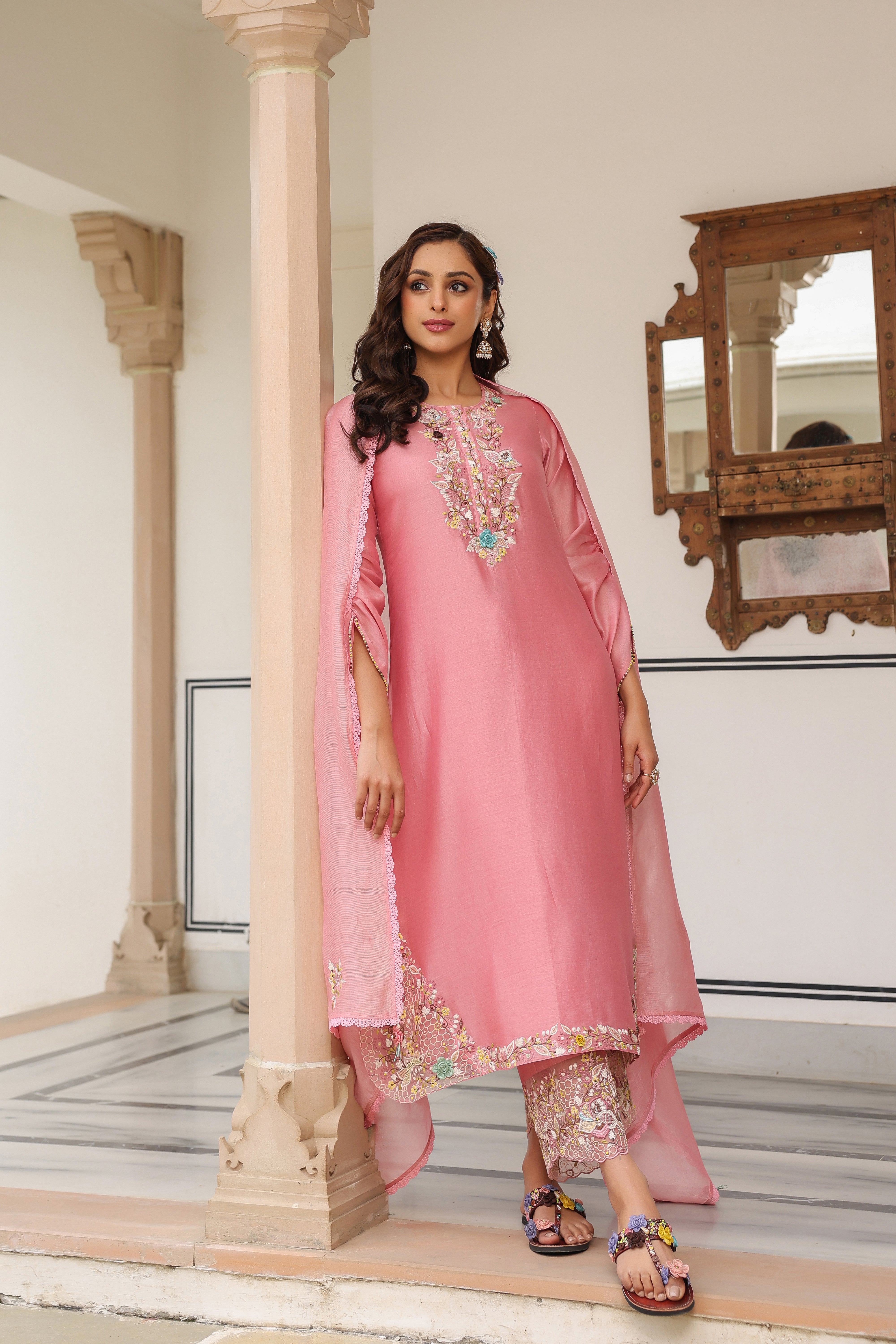 Pink Farshi Reet Kurta Set