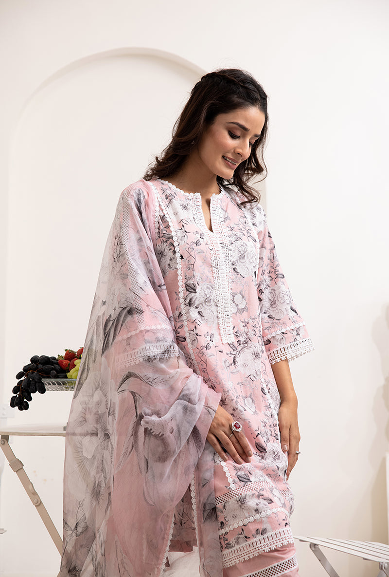 Pink Mono Saira Kurta Set
