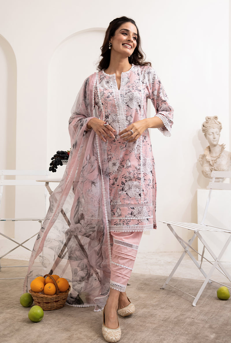 Pink Mono Saira Kurta Set