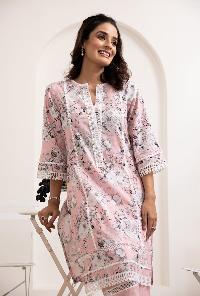 Pink Mono Saira Kurta Set