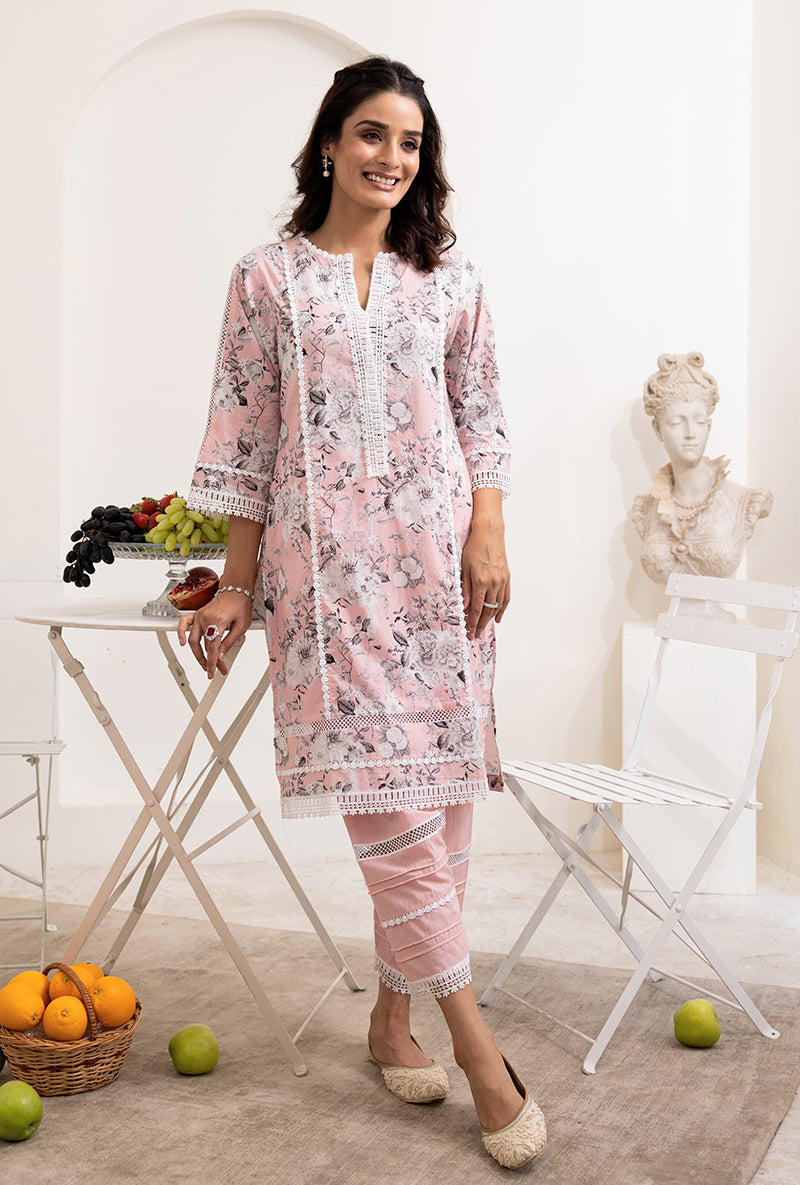 Pink Mono Saira Kurta Set
