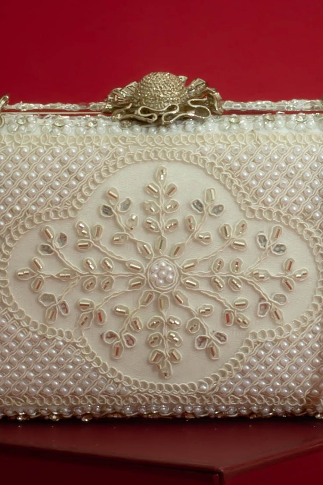 Silver Sehra Pearl Embroidered Clutch