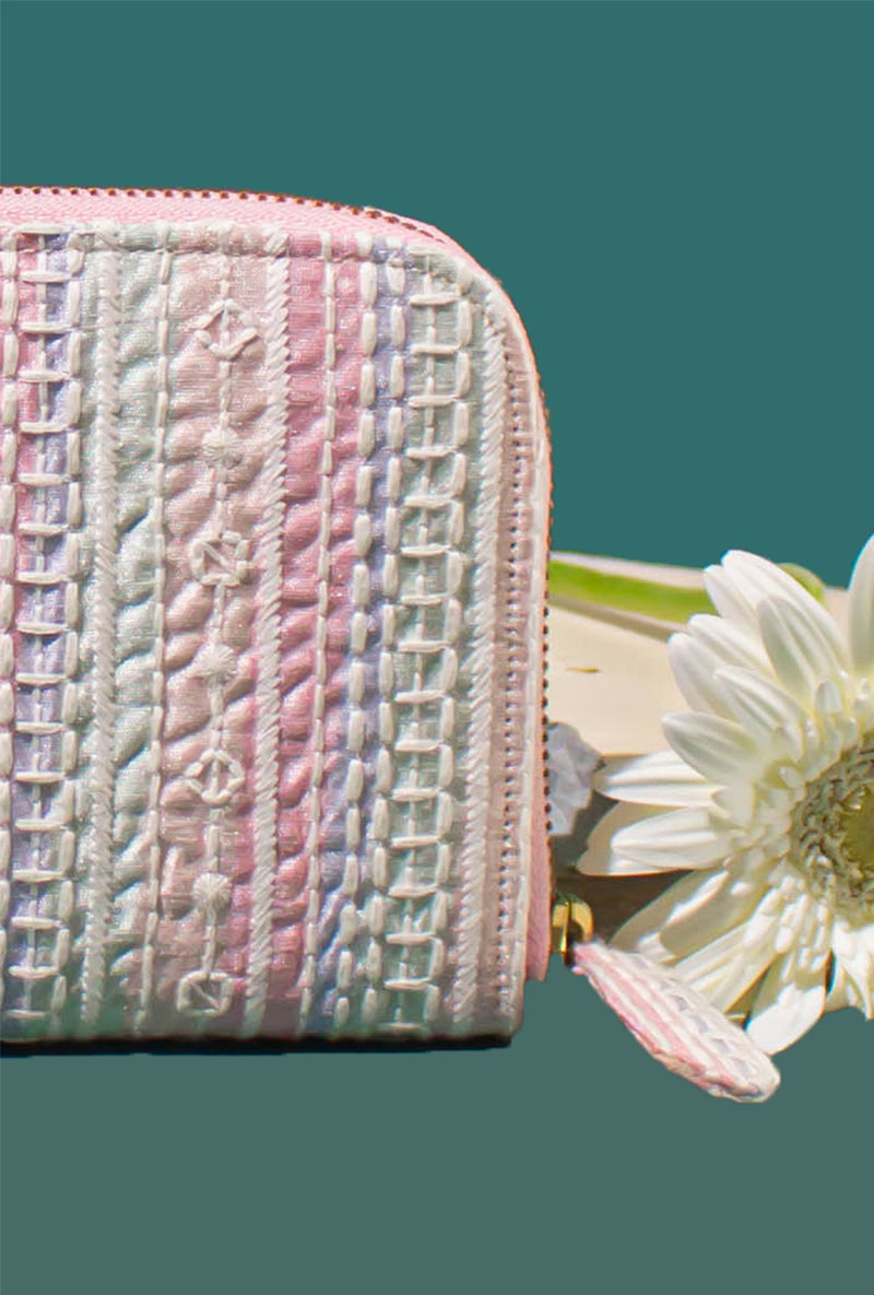 Pastel Pink Sorbet Embroidered Wallet