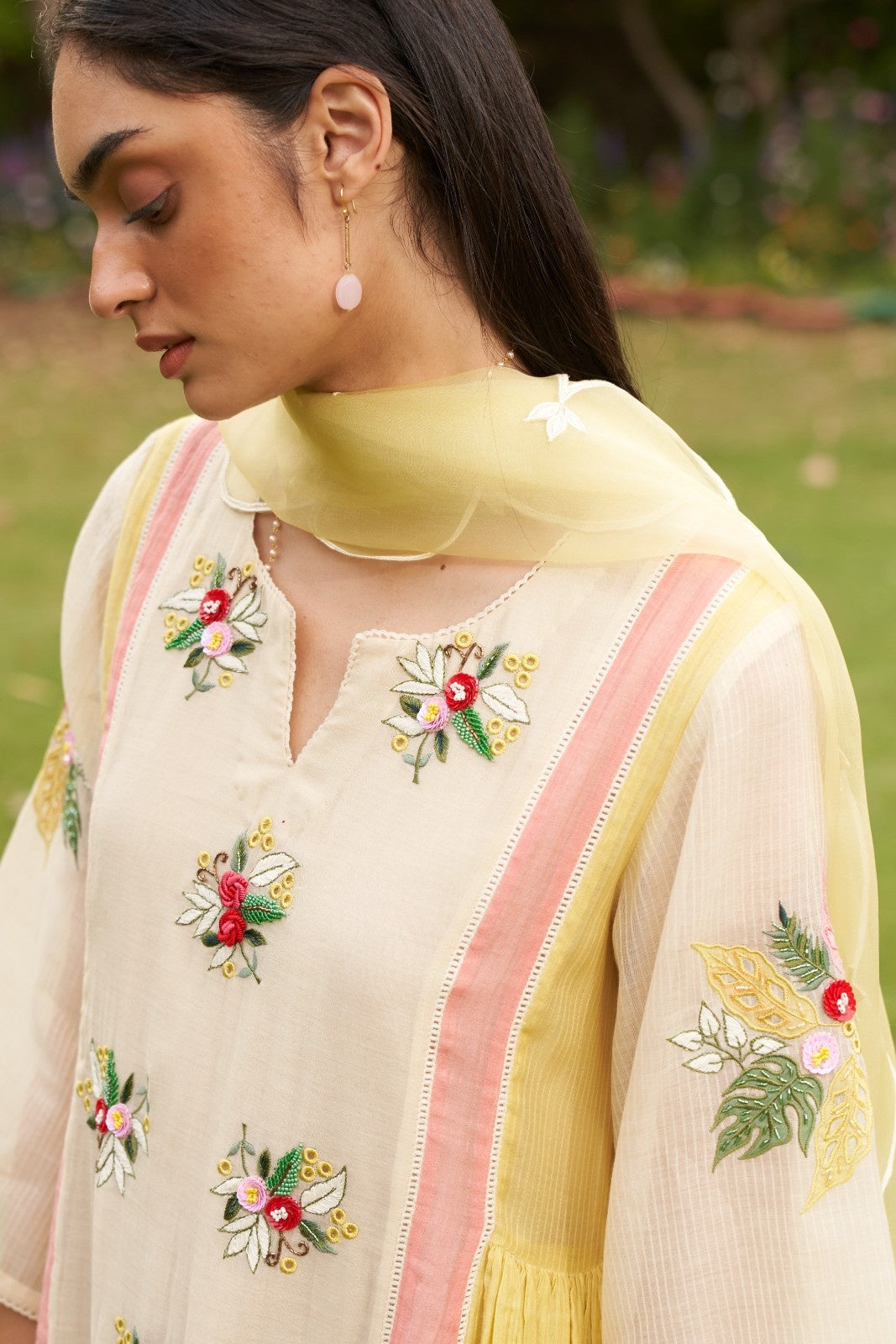 Beige Embroidered Forget-Me-Not Maple Kurta Set