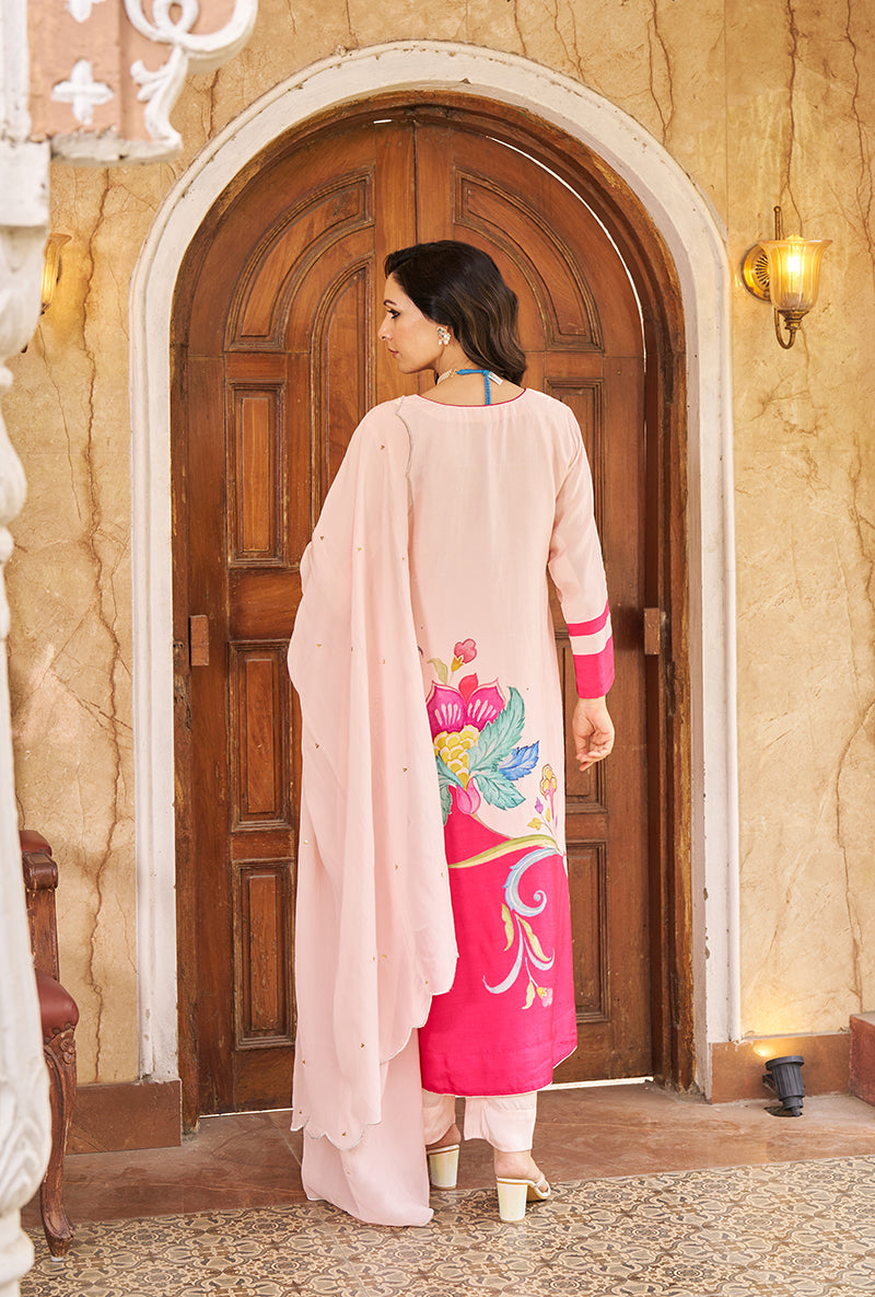 Pink Printed Nayaab Roza Kurta Set