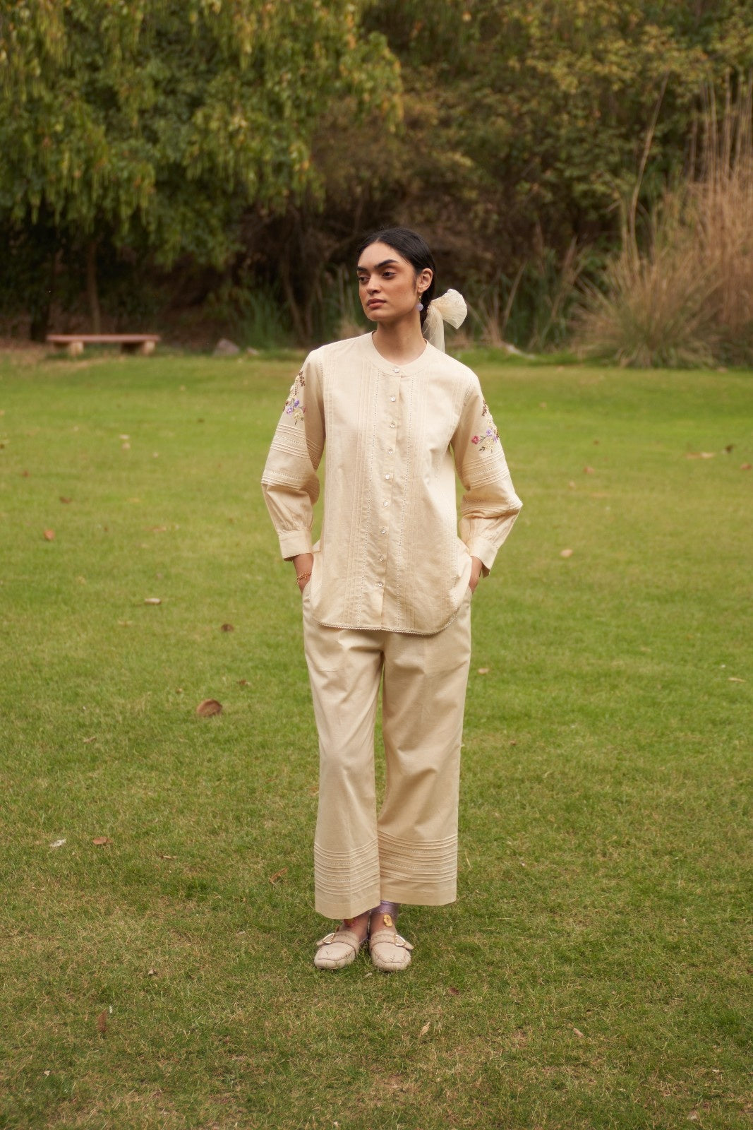 Beige Peony Maple Co-Ord Set