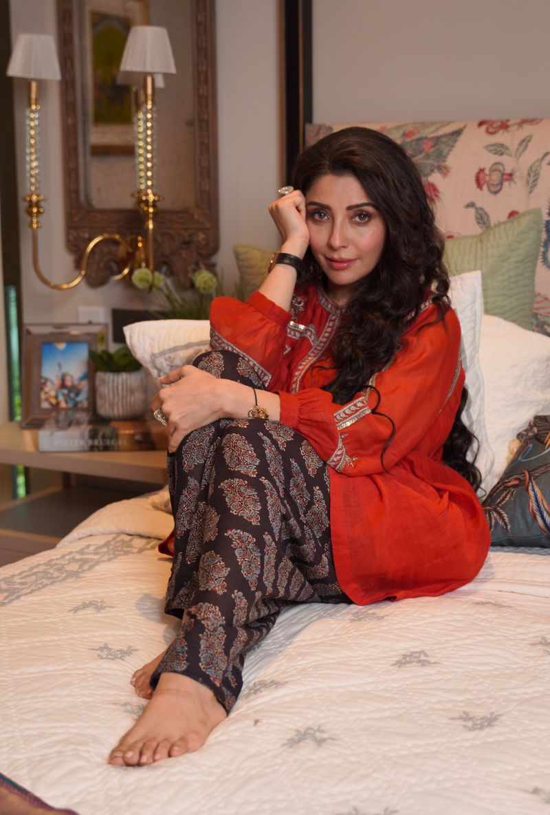 Jai Madaan in Red Dhoti Kurta Set