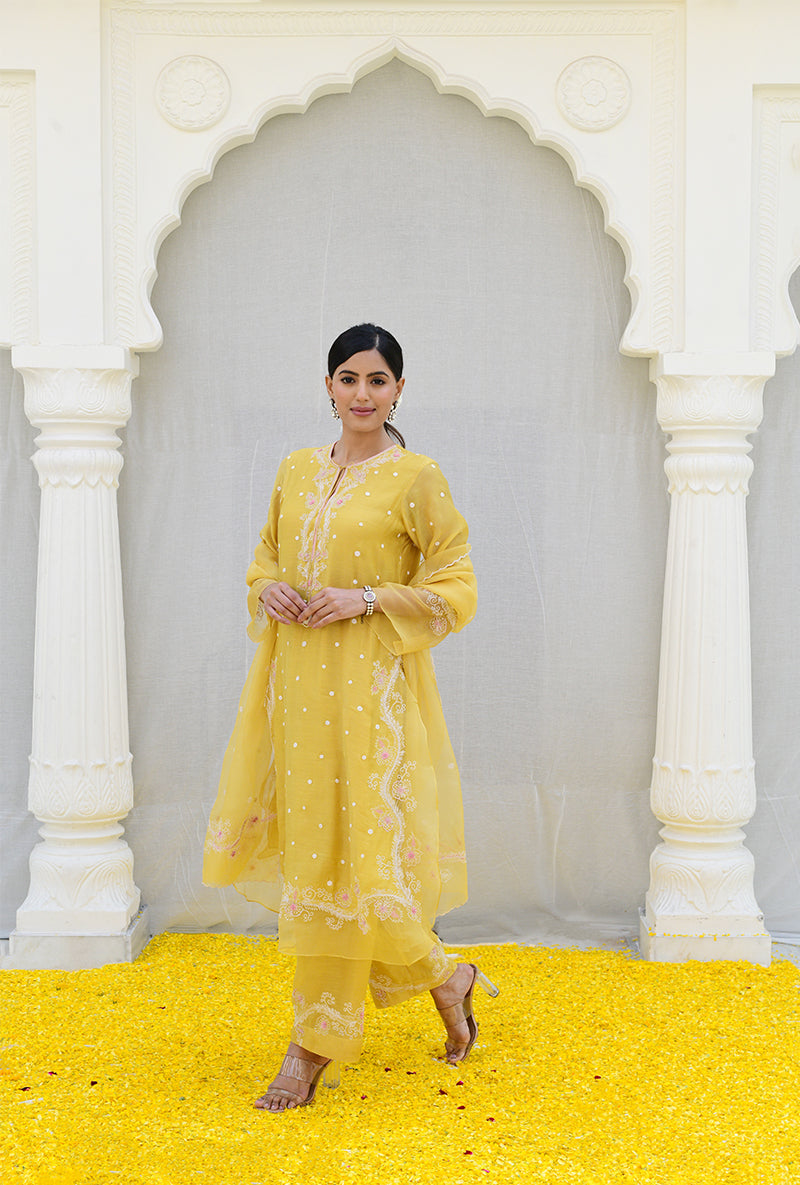 Yellow Long Izra Kurta Set