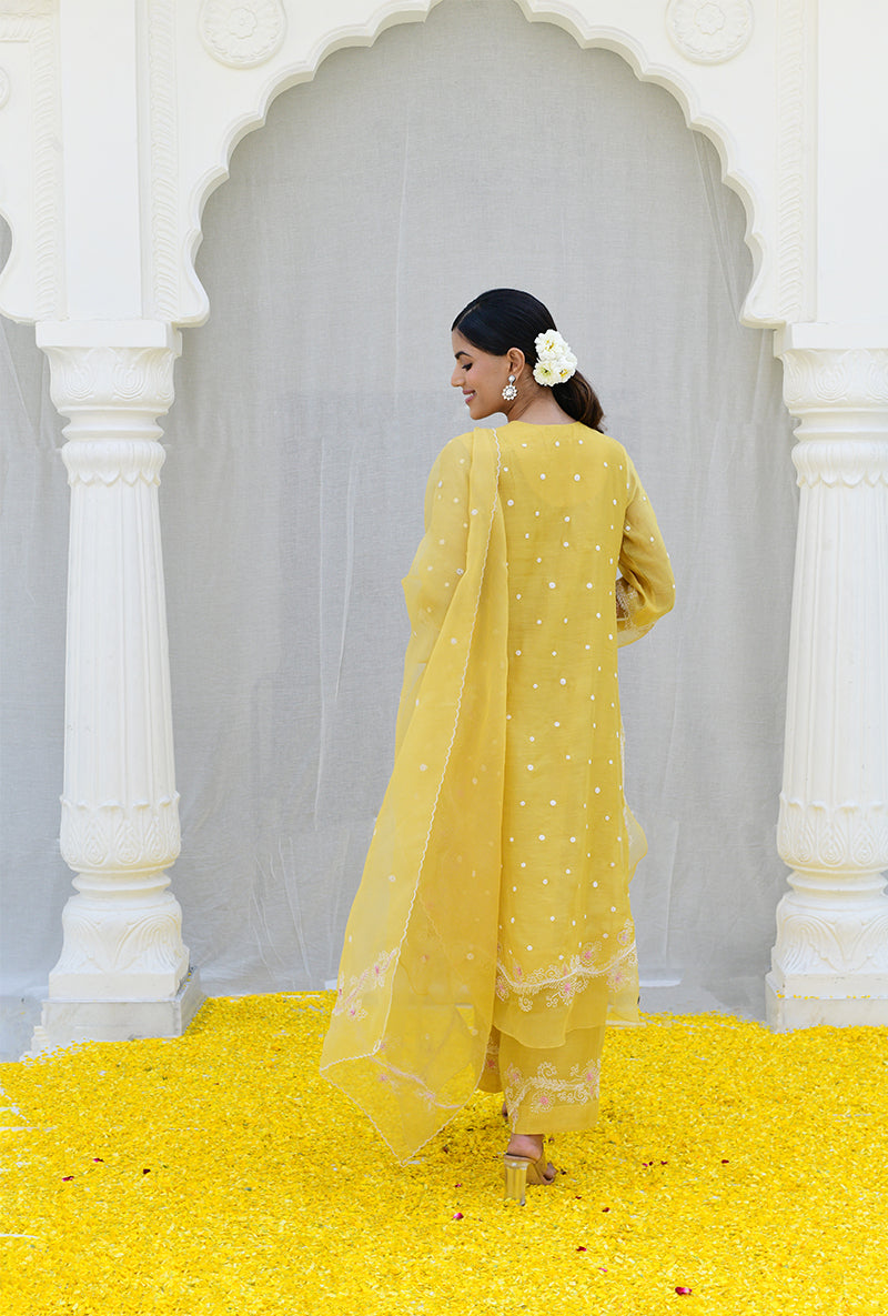 Yellow Long Izra Kurta Set