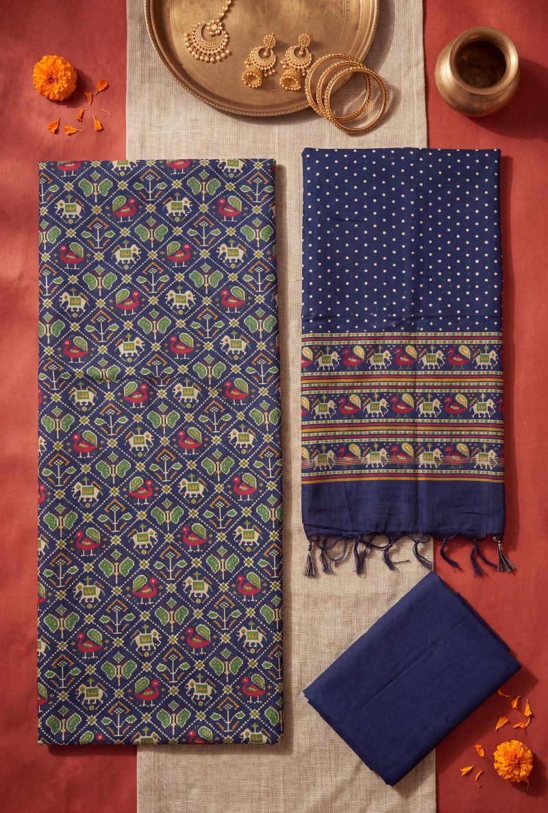 Patola Print All Over Unstitched Suit Set