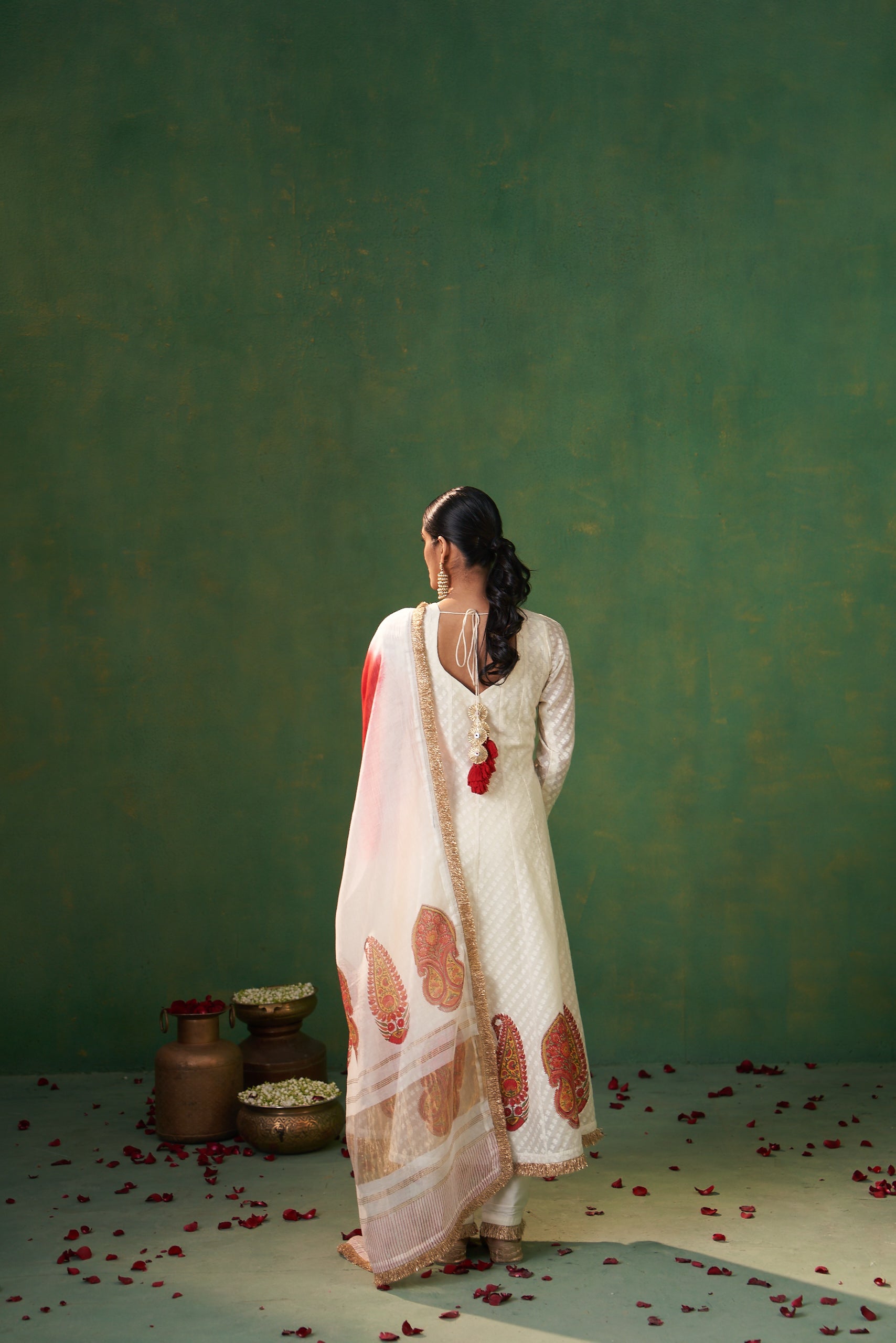 Off White Hand Emroidered Farah Anarkali Set